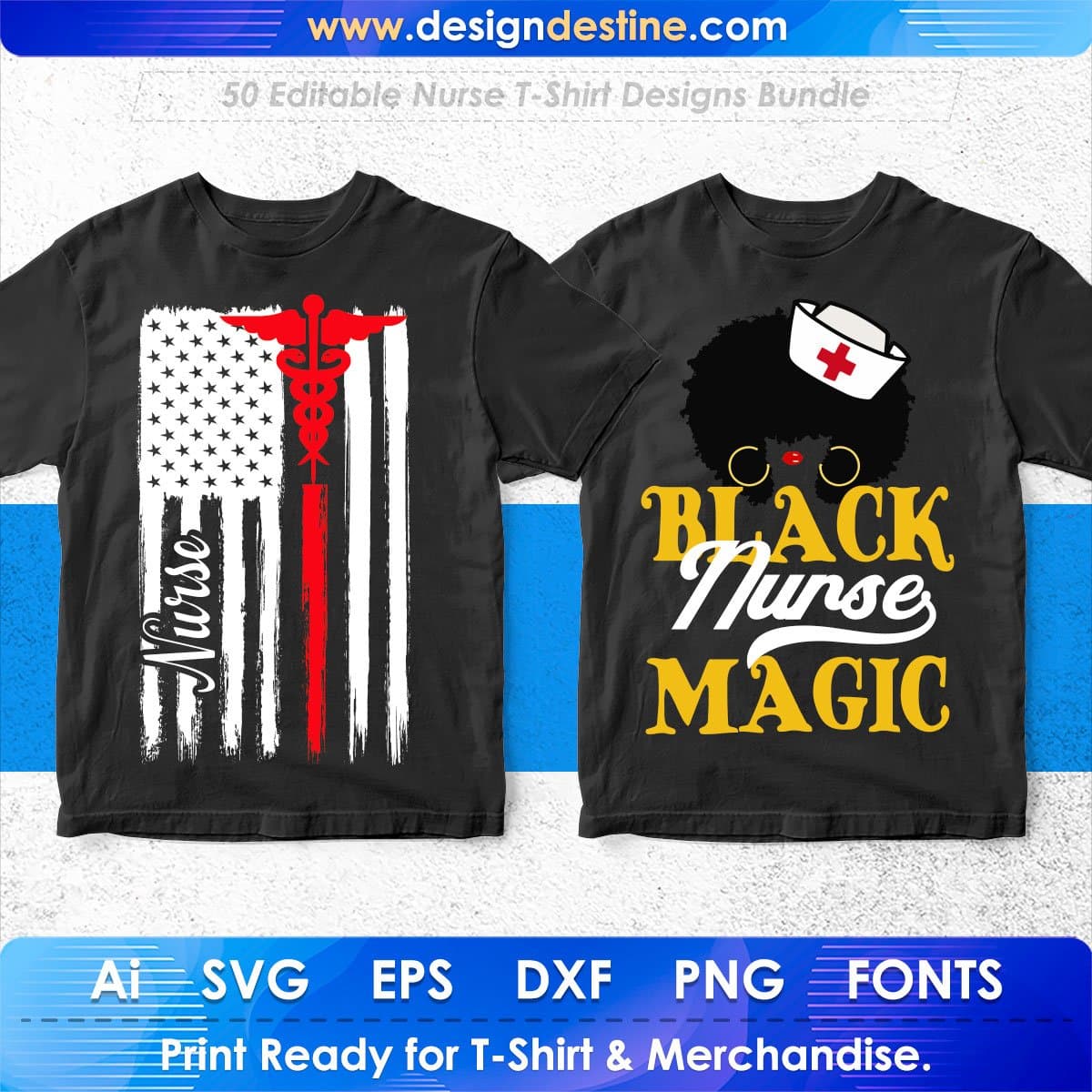 Nurse 50 Editable T-shirt Designs Bundle Part 1