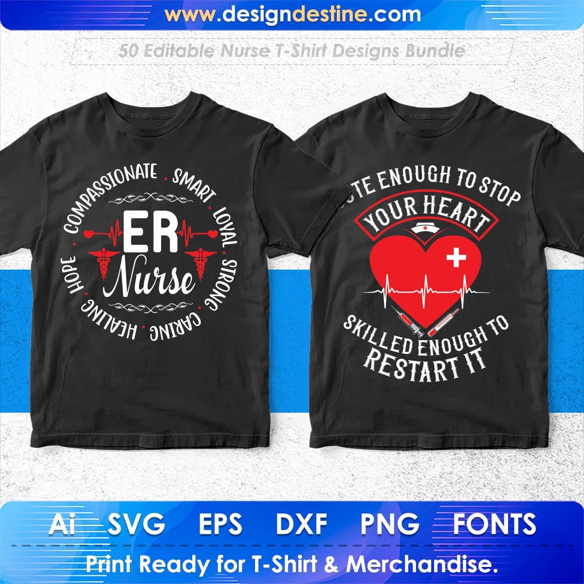 Nurse 50 Editable T-shirt Designs Bundle Part 1