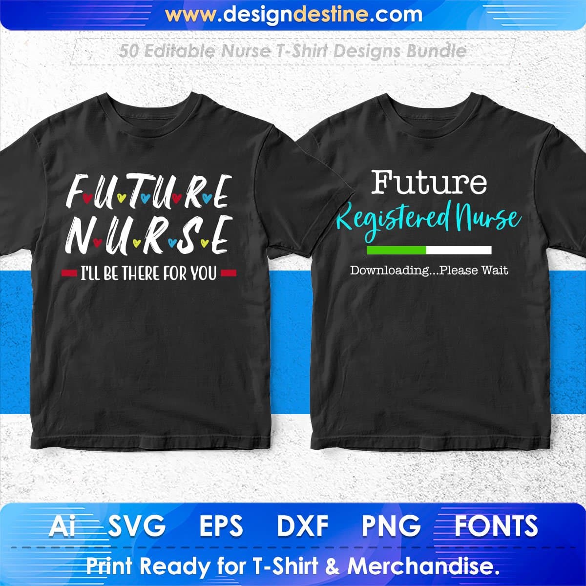 Nurse 50 Editable T-shirt Designs Bundle Part 1