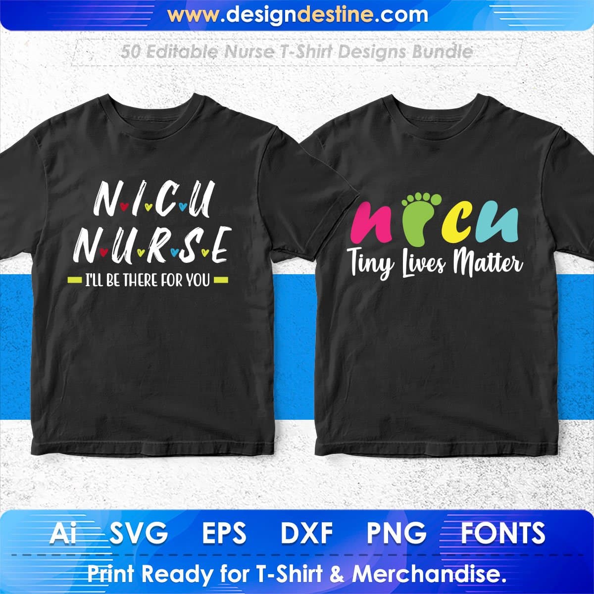 Nurse 50 Editable T-shirt Designs Bundle Part 1