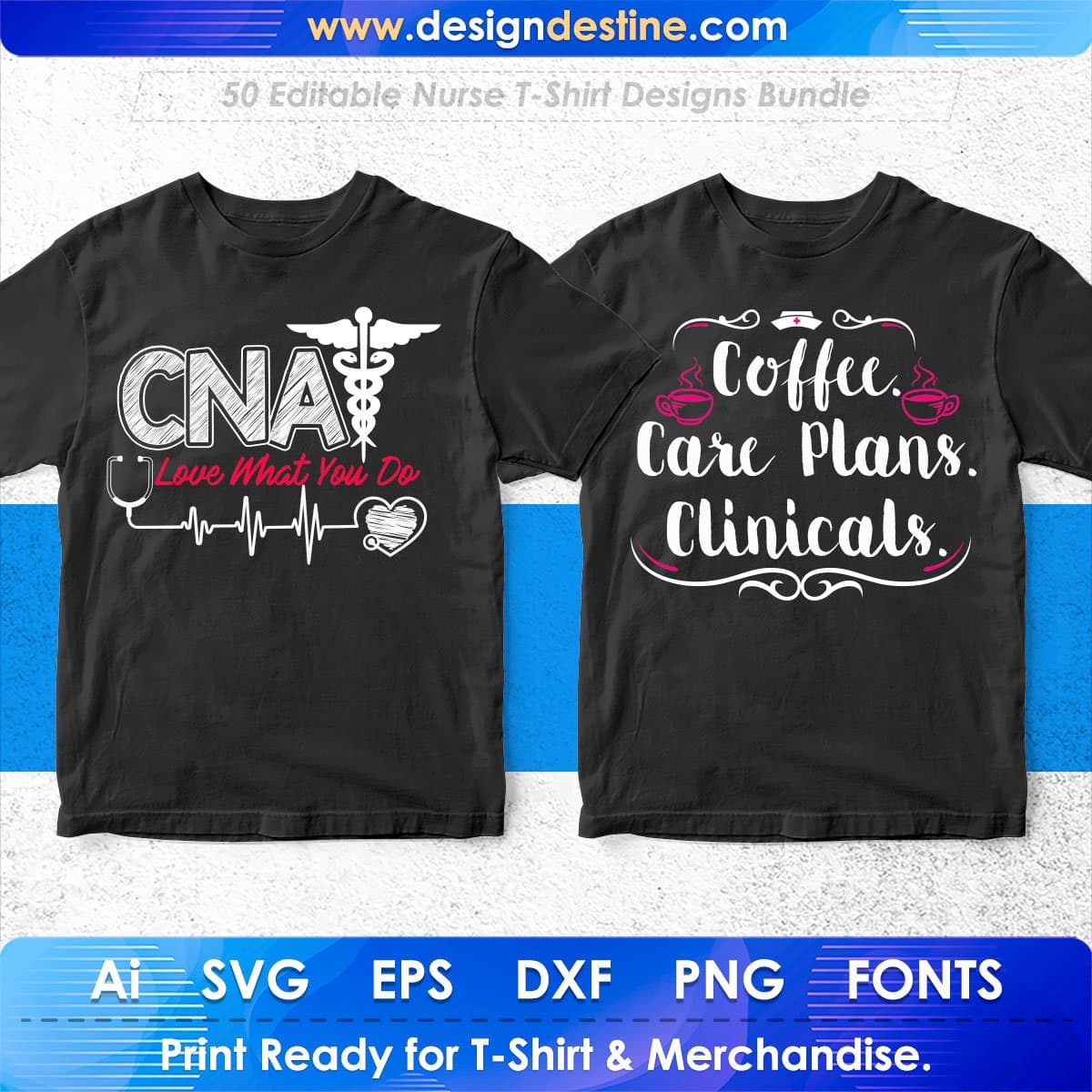 Nurse 50 Editable T-shirt Designs Bundle Part 1