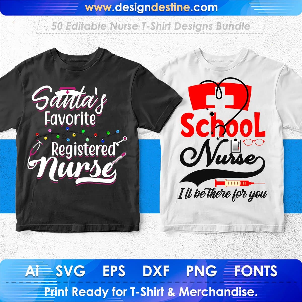 Nurse 50 Editable T-shirt Designs Bundle Part 2