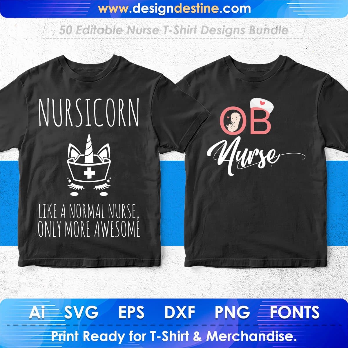 Nurse 50 Editable T-shirt Designs Bundle Part 2