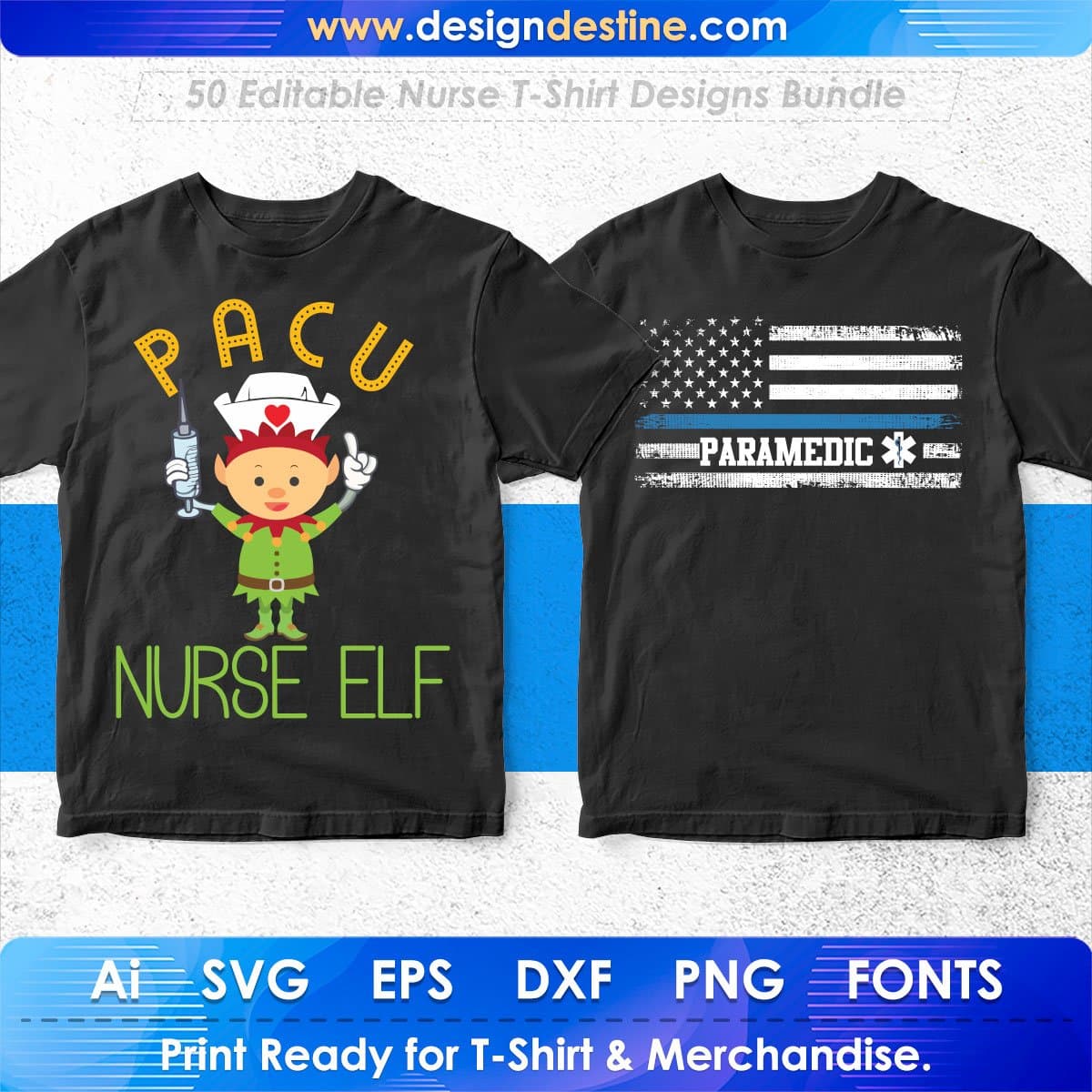 Nurse 50 Editable T-shirt Designs Bundle Part 2