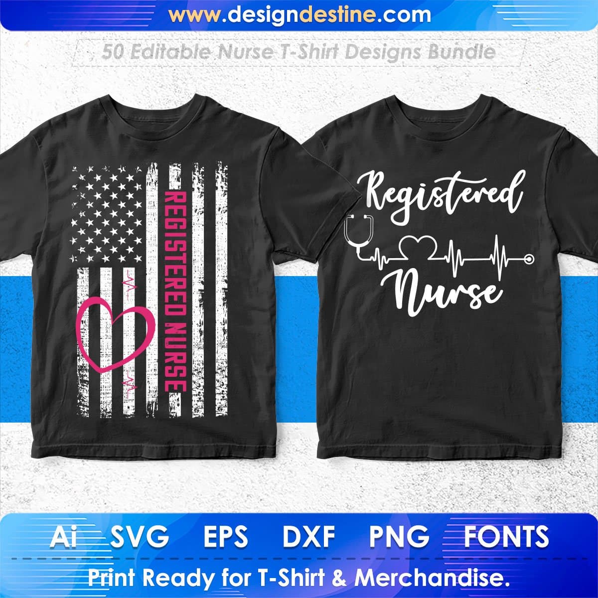 Nurse 50 Editable T-shirt Designs Bundle Part 2