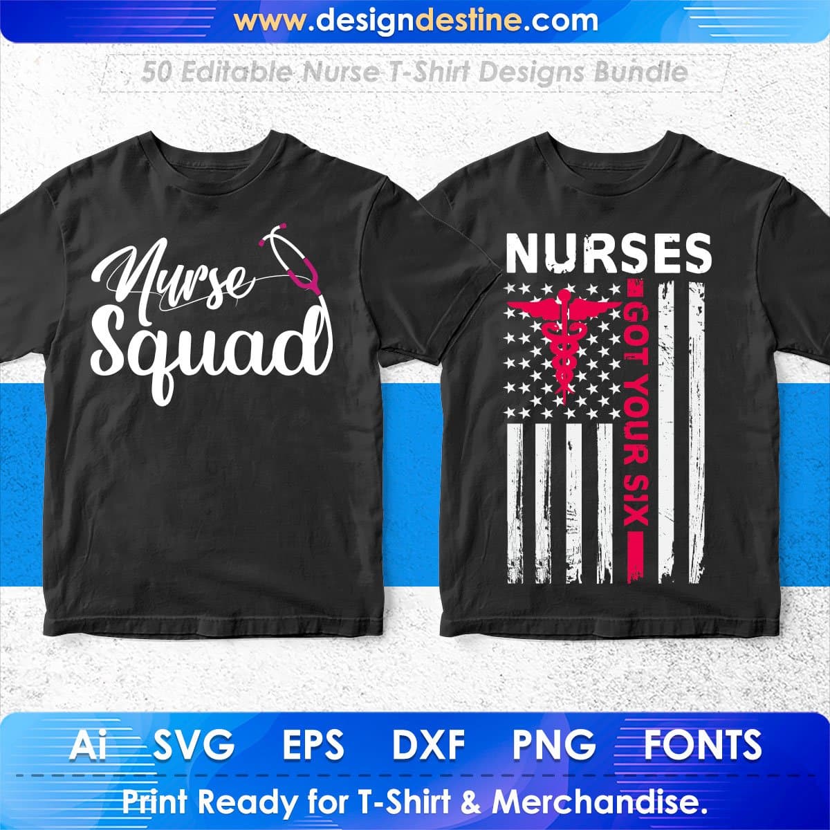 Nurse 50 Editable T-shirt Designs Bundle Part 2