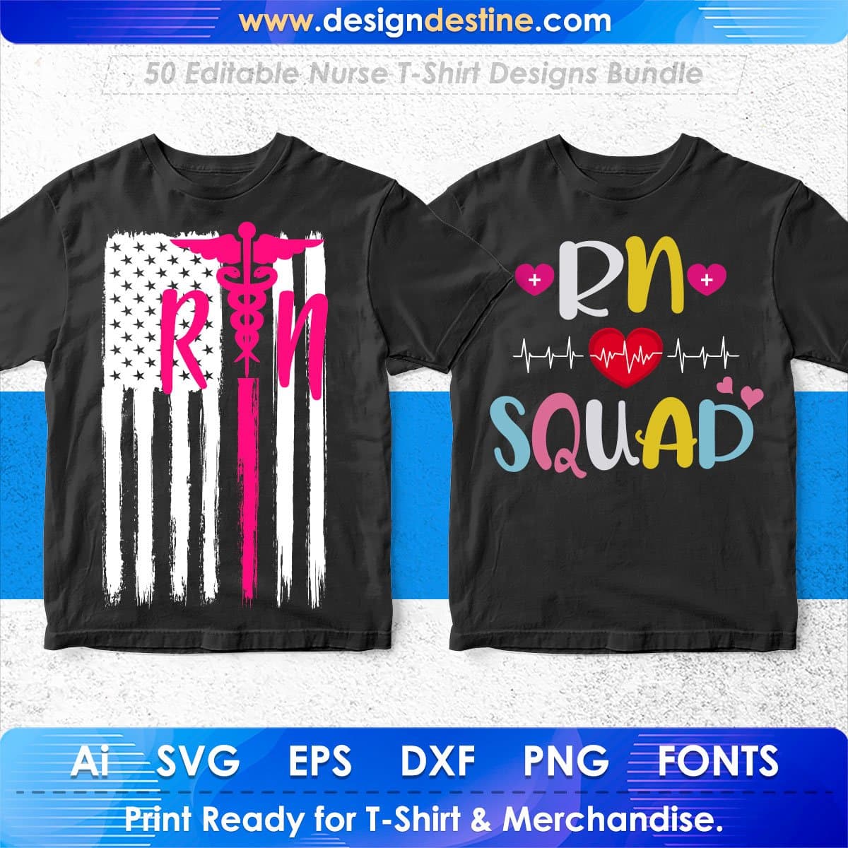 Nurse 50 Editable T-shirt Designs Bundle Part 2