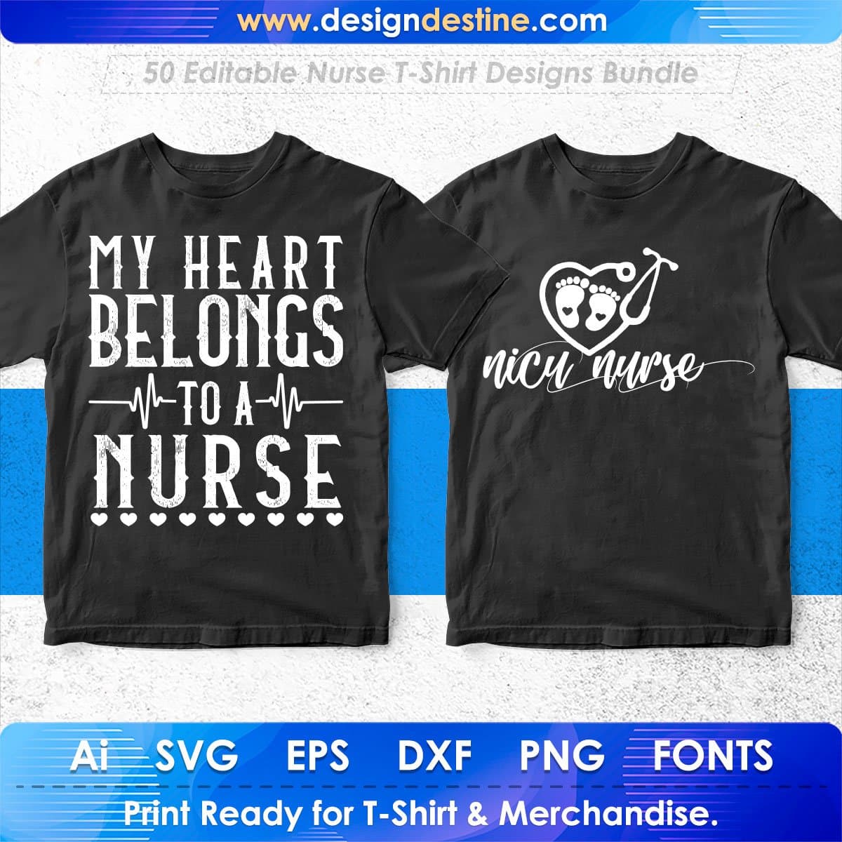 Nurse 50 Editable T-shirt Designs Bundle Part 2