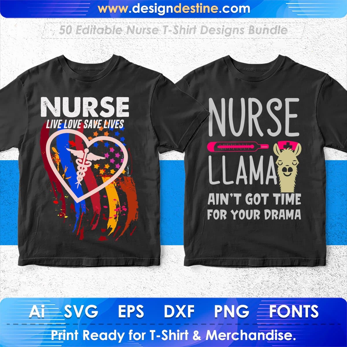 Nurse 50 Editable T-shirt Designs Bundle Part 2