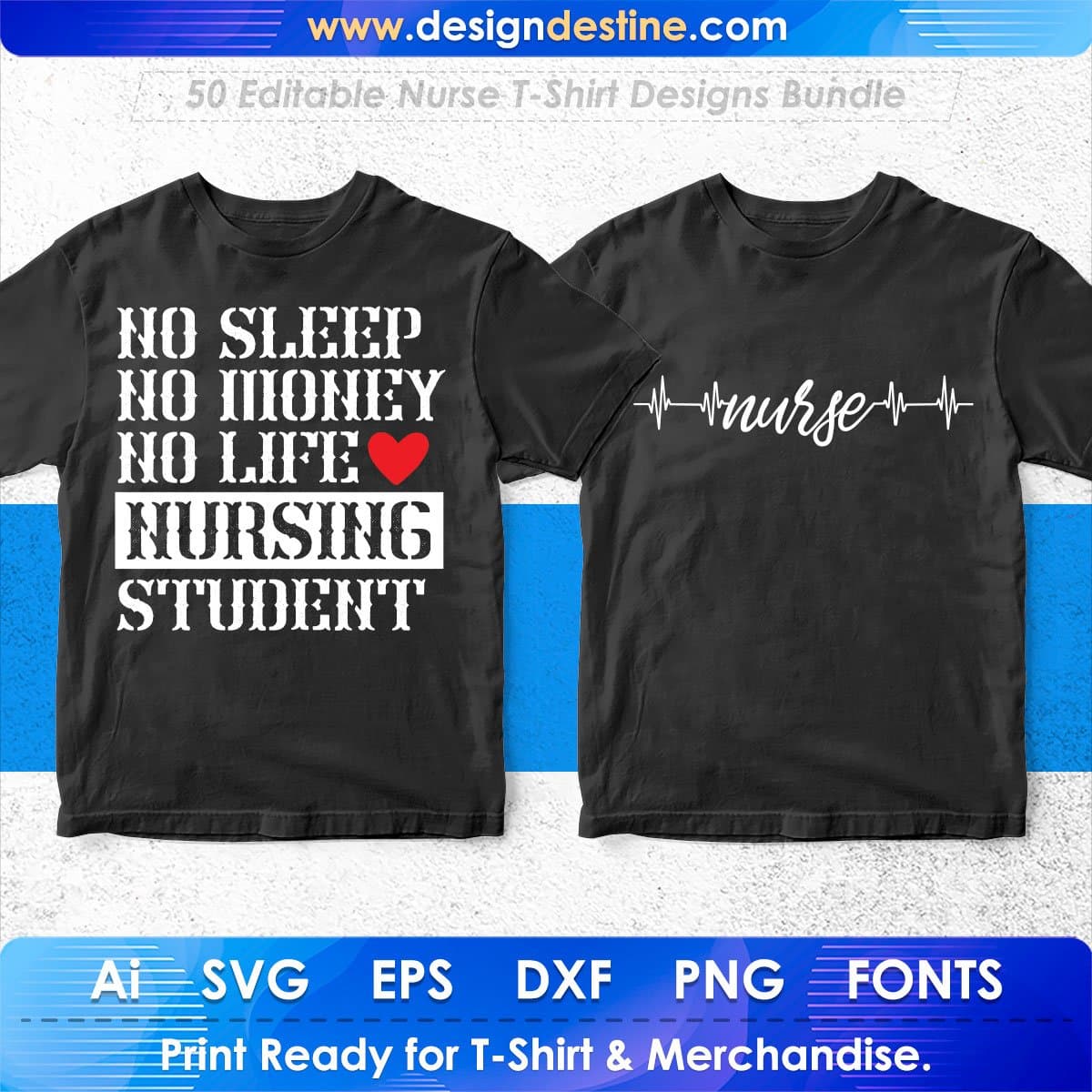 Nurse 50 Editable T-shirt Designs Bundle Part 2