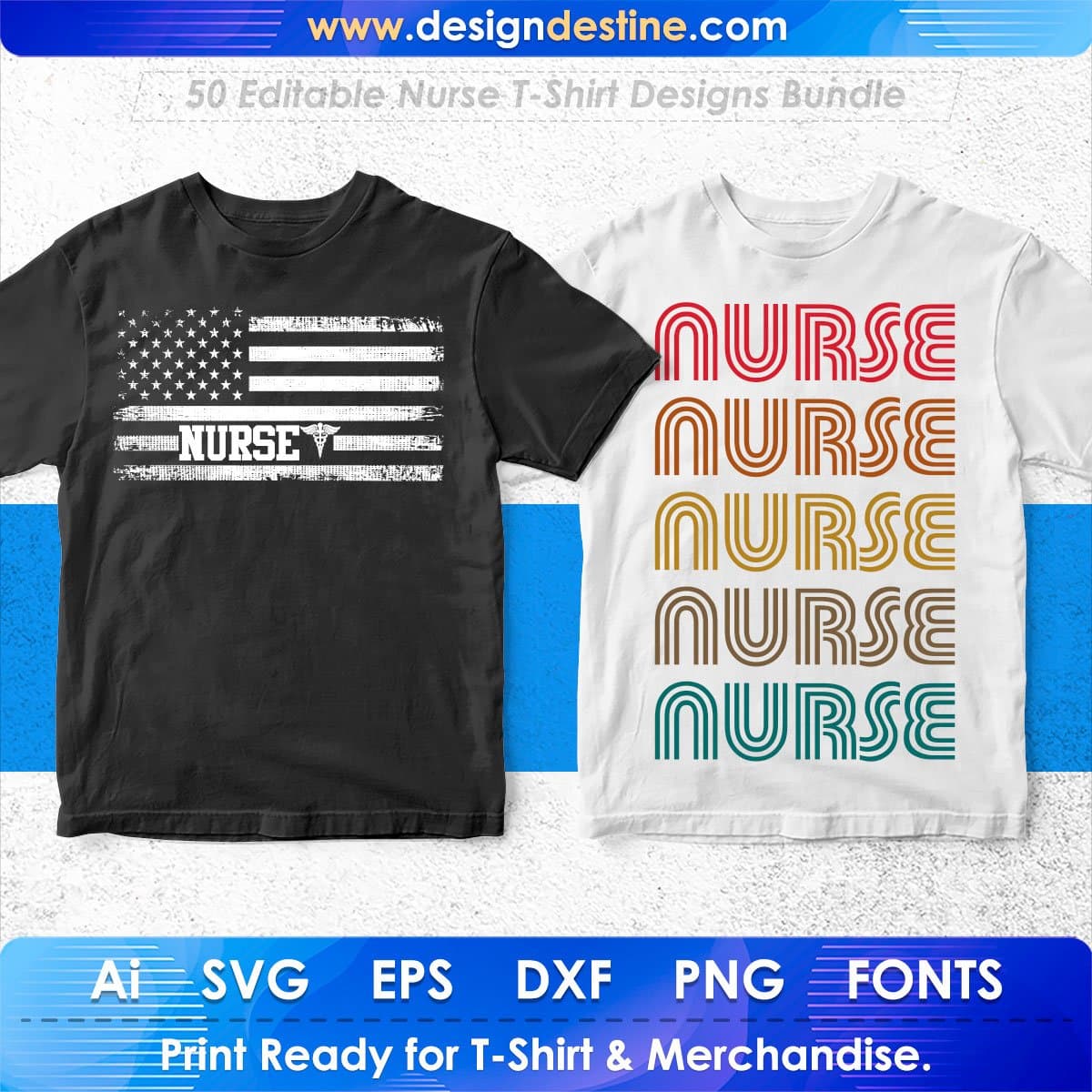 Nurse 50 Editable T-shirt Designs Bundle Part 2