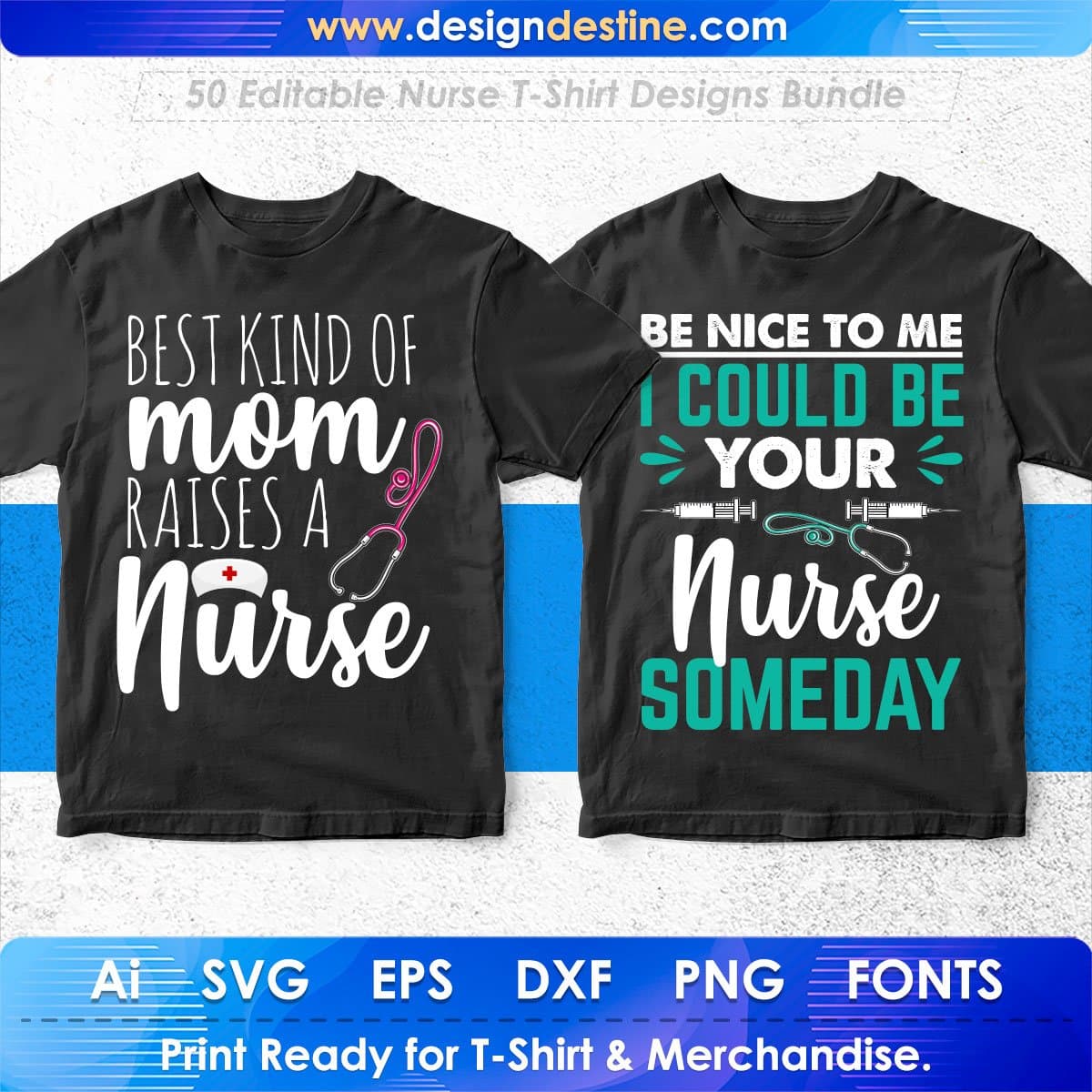 Nurse 50 Editable T-shirt Designs Bundle Part 2