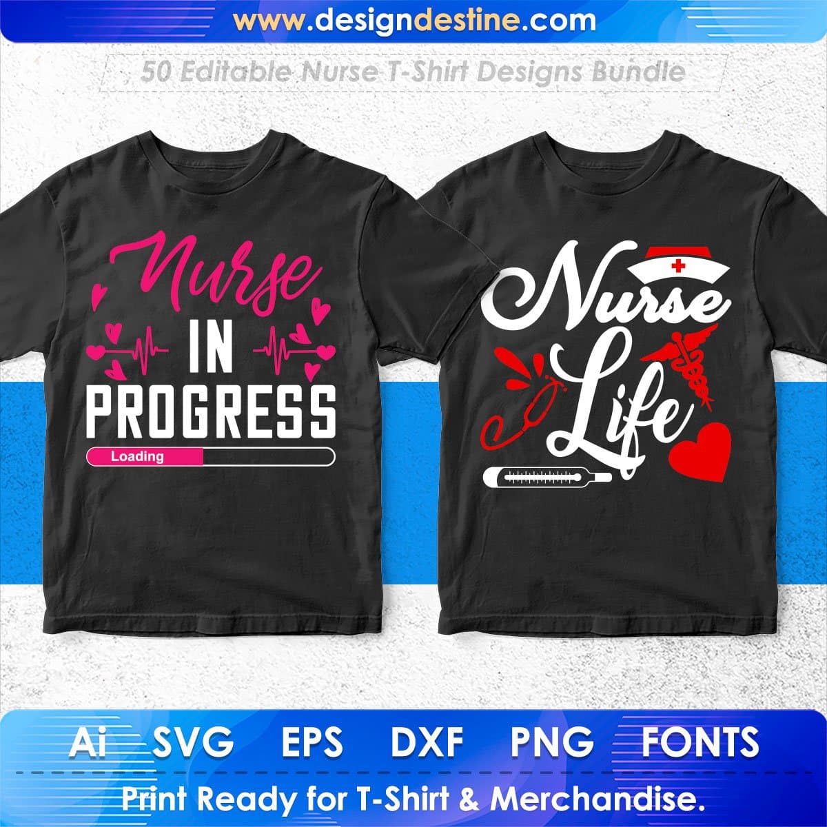 Nurse 50 Editable T-shirt Designs Bundle Part 2