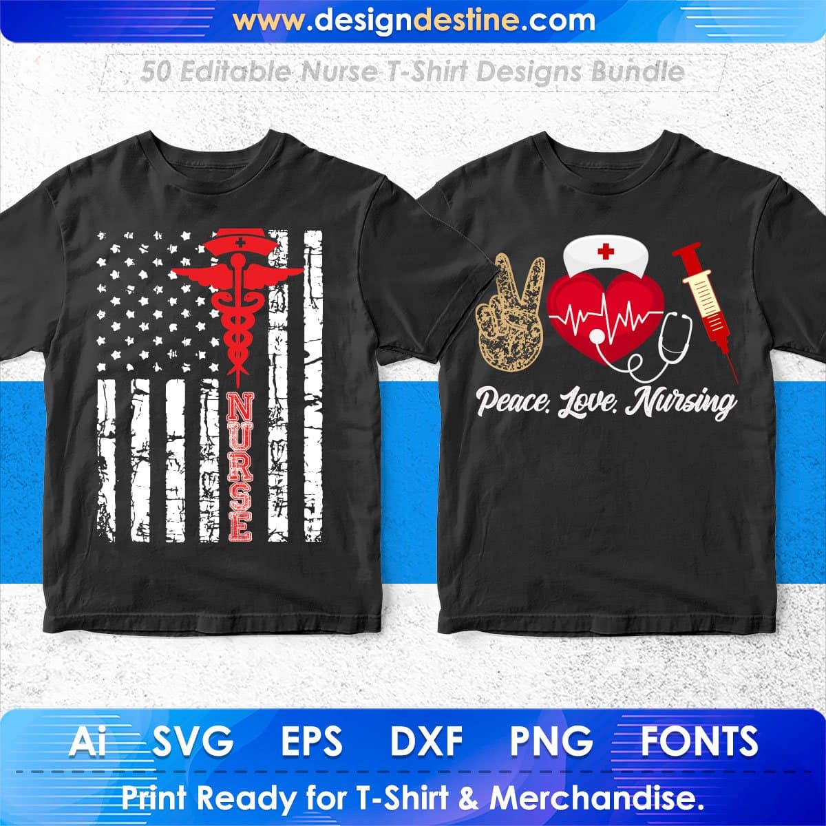 Nurse 50 Editable T-shirt Designs Bundle Part 2