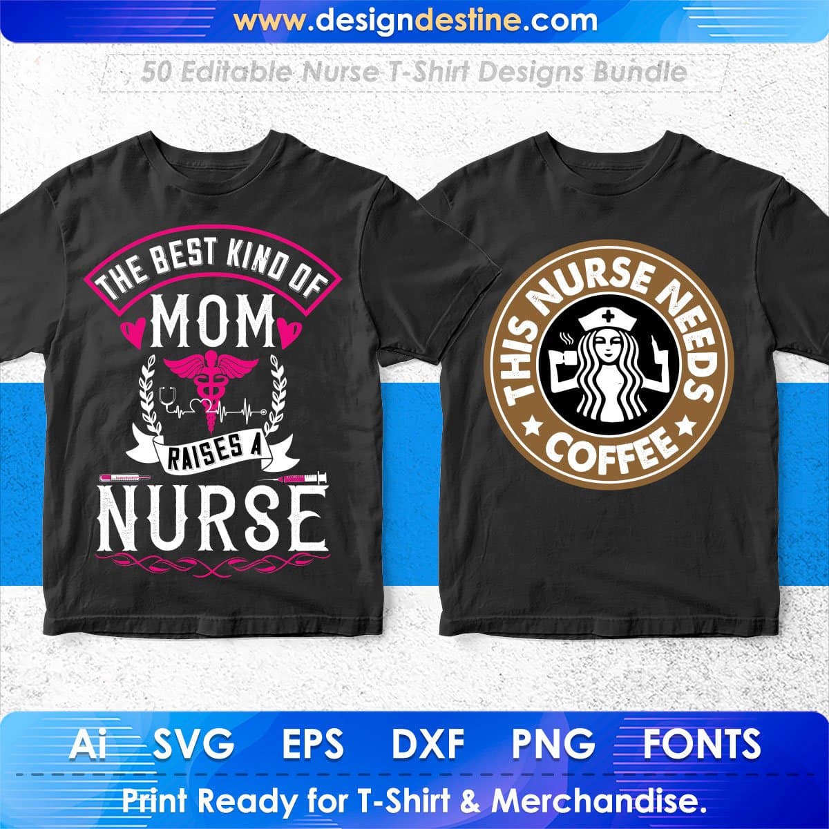 Nurse 50 Editable T-shirt Designs Bundle Part 2