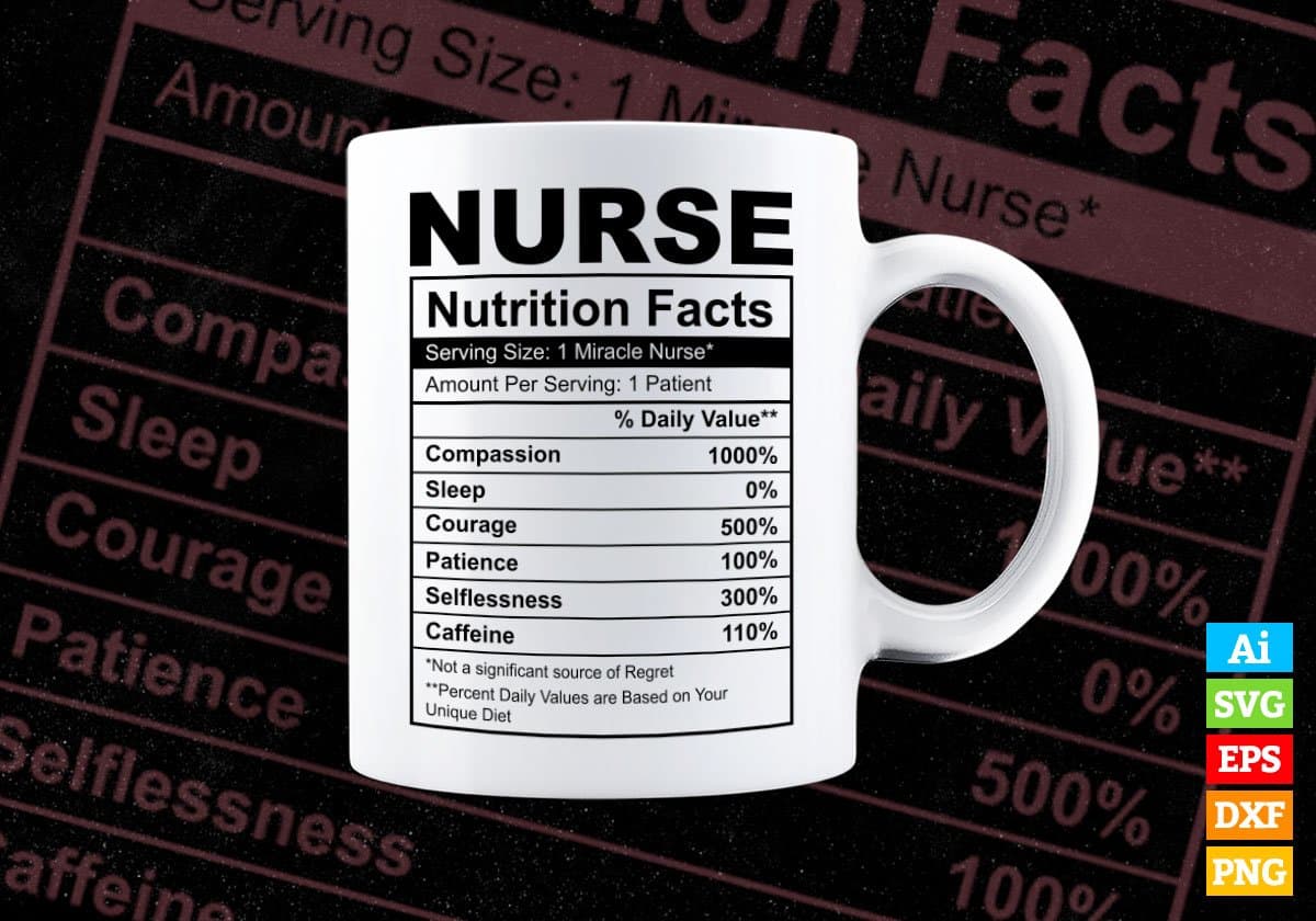 Nurse Nutrition Facts Editable Vector T shirt Design In Svg Png Printable Files