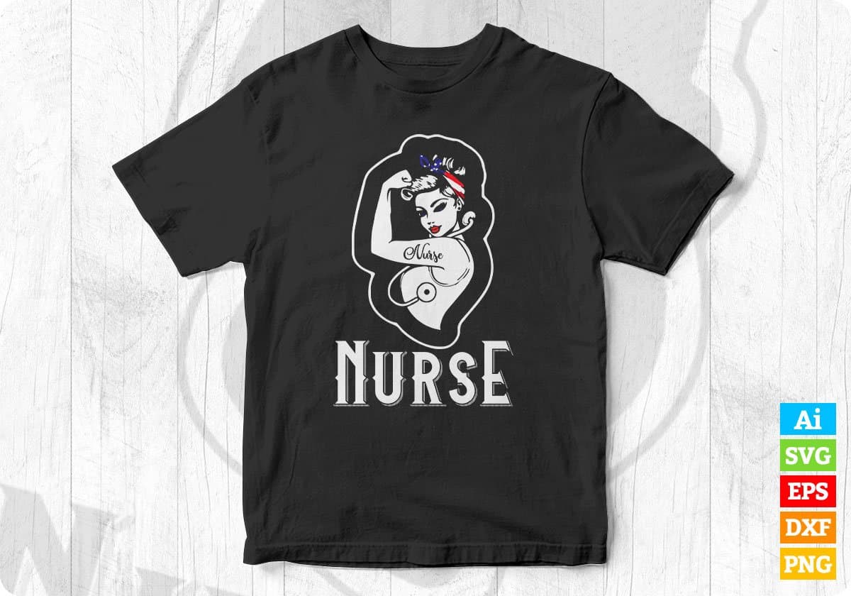 Nurse Vet Strong Woman Hair Band Editable T shirt Design In Ai Svg Printable Files