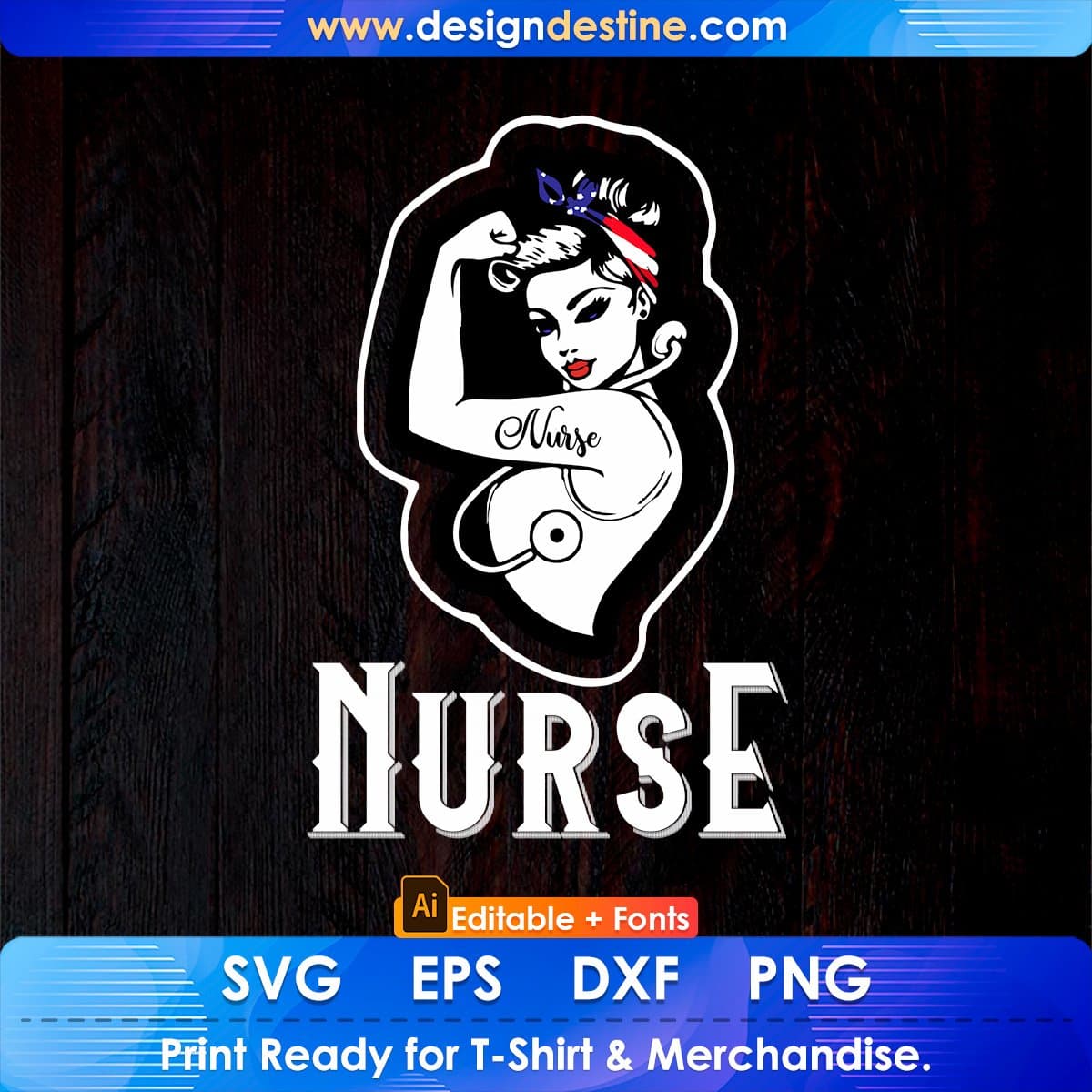 Nurse Vet Strong Woman Hair Band Editable T shirt Design In Ai Svg Printable Files