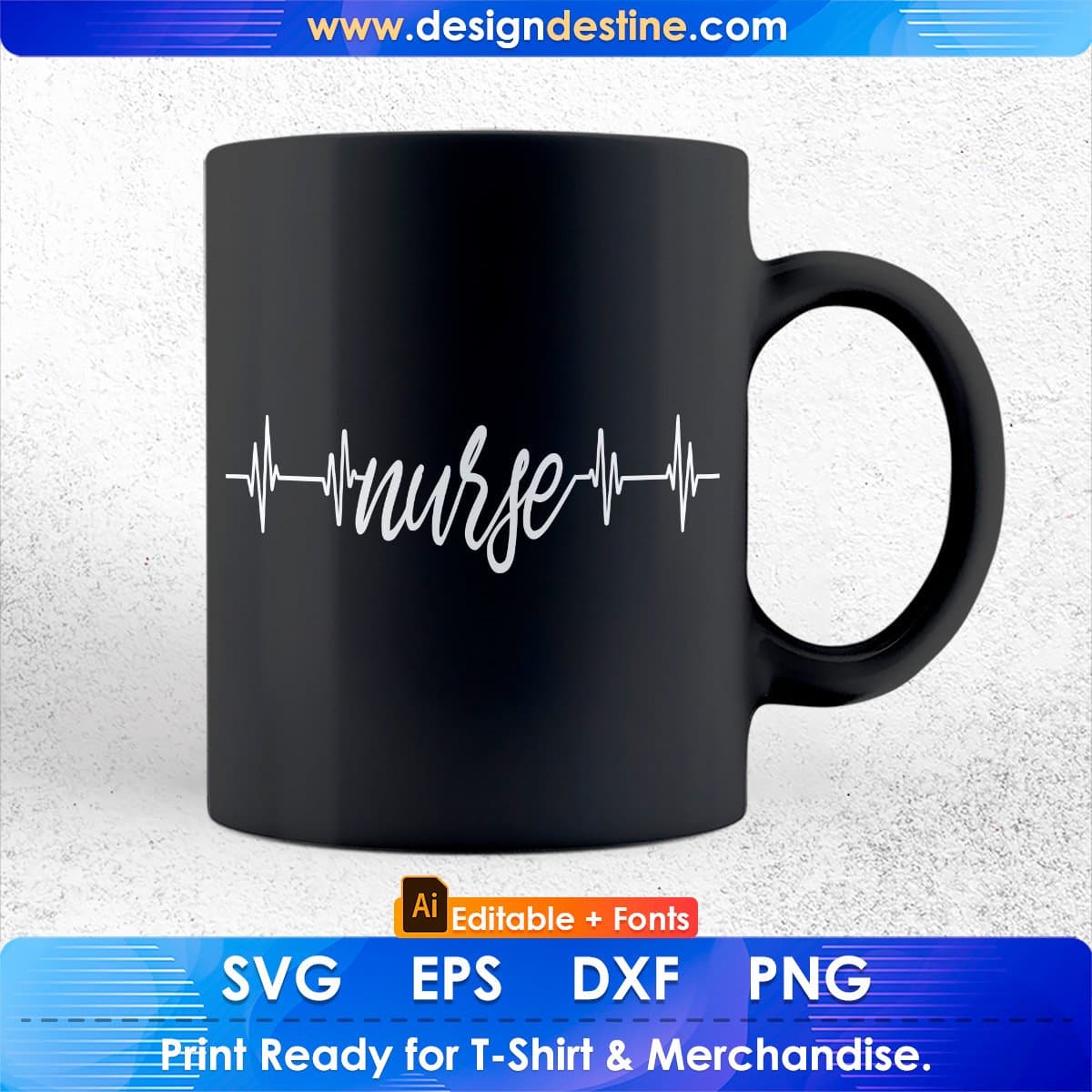 Nurse With Heartbeat Editable T shirt Design In Ai Svg Printable Files