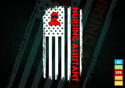 Nursing Assistant USA Flag Proud Professions Gift Editable Vector T-shirt Design in Ai Svg Files