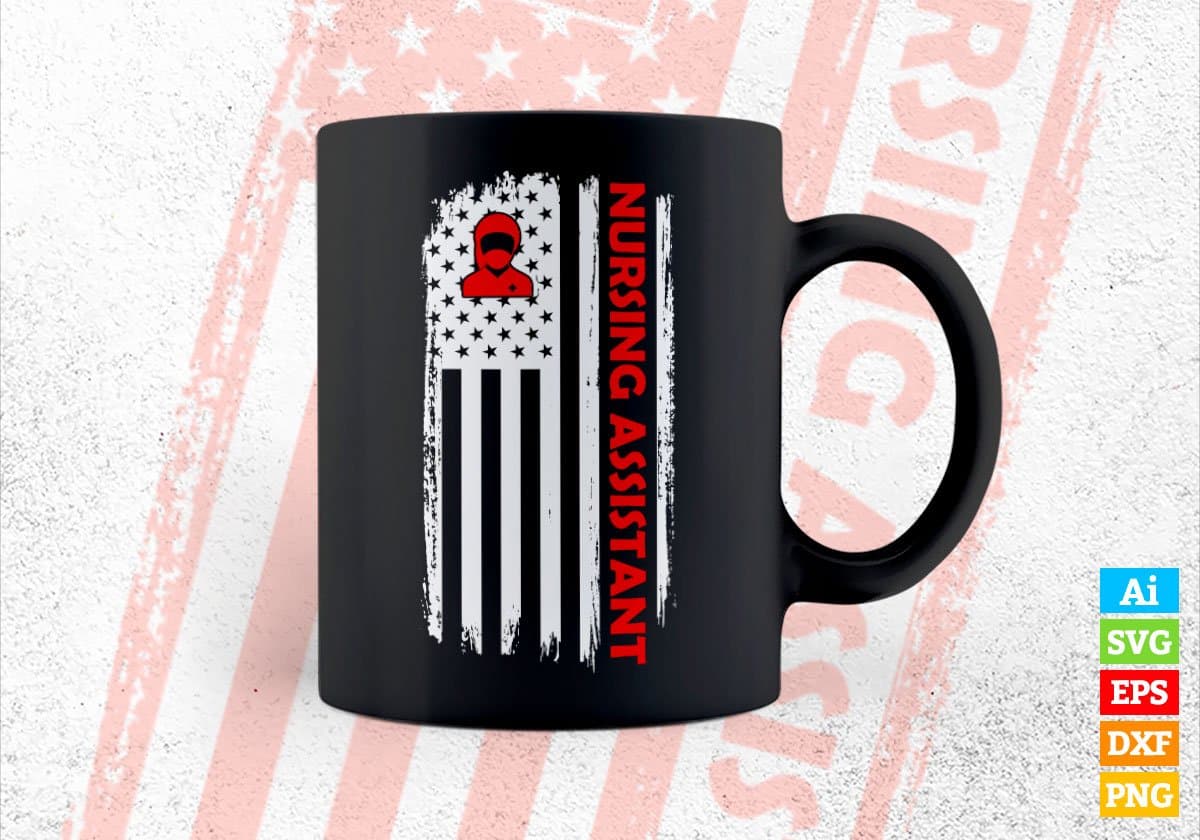 Nursing Assistant USA Flag Proud Professions Gift Editable Vector T-shirt Design in Ai Svg Files