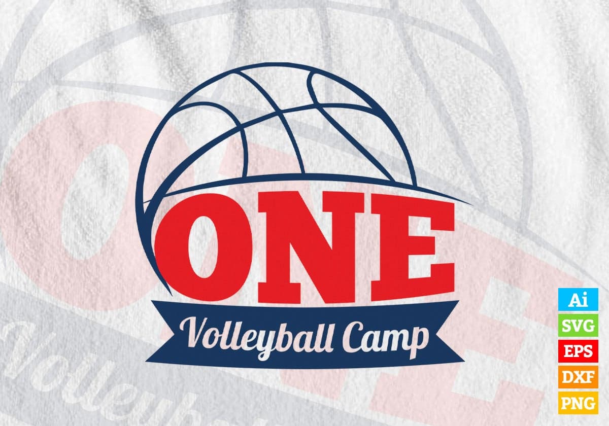 One Volleyball Camp Sports Vector T-shirt Design in Ai Svg Png
