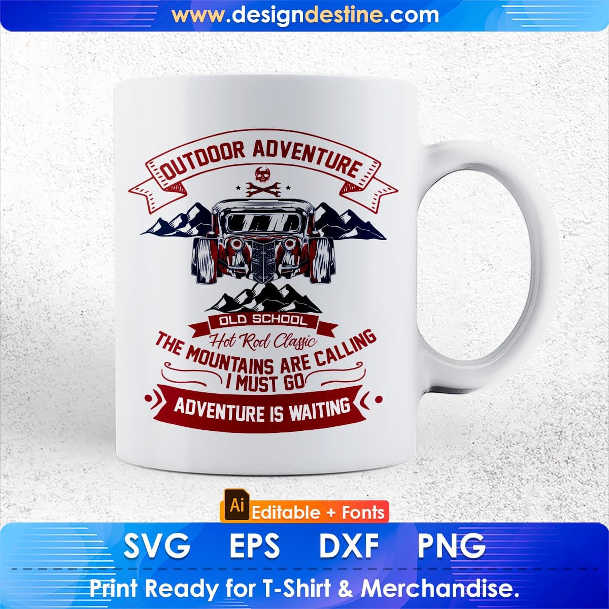 Outdoor Adventure Old School Hot Rod Auto Racing Editable T shirt Design In Ai Svg Files