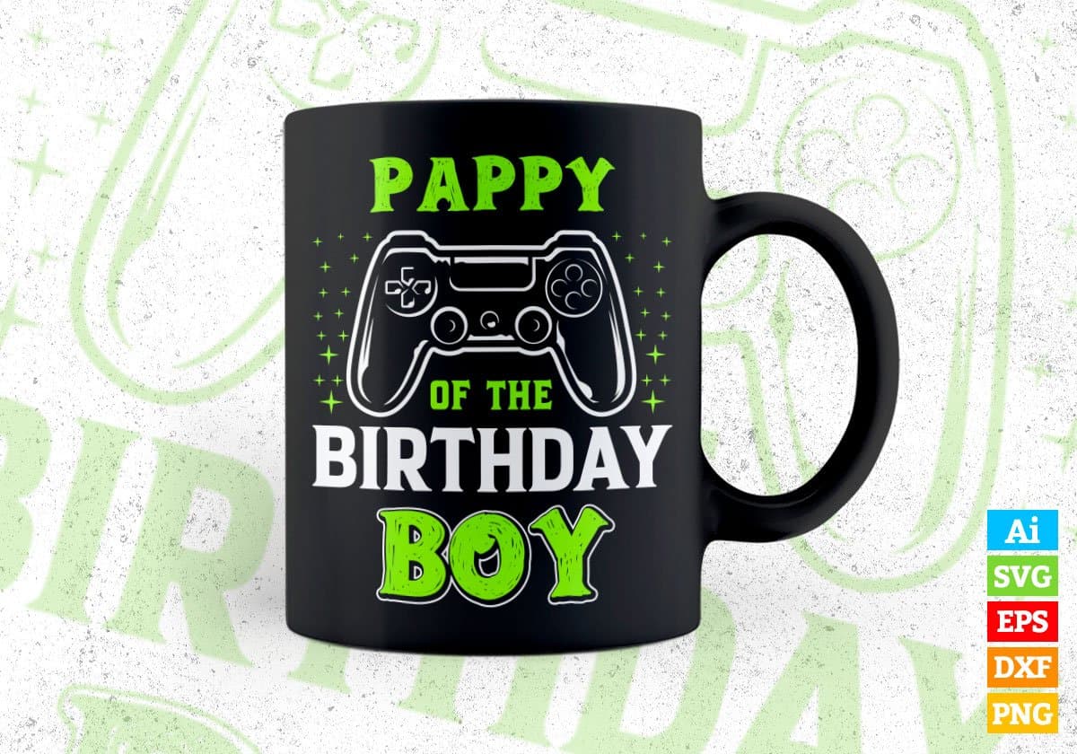 Pappy Of The Birthday Boy With Video Gamer Editable Vector T-shirt Design in Ai Svg Files