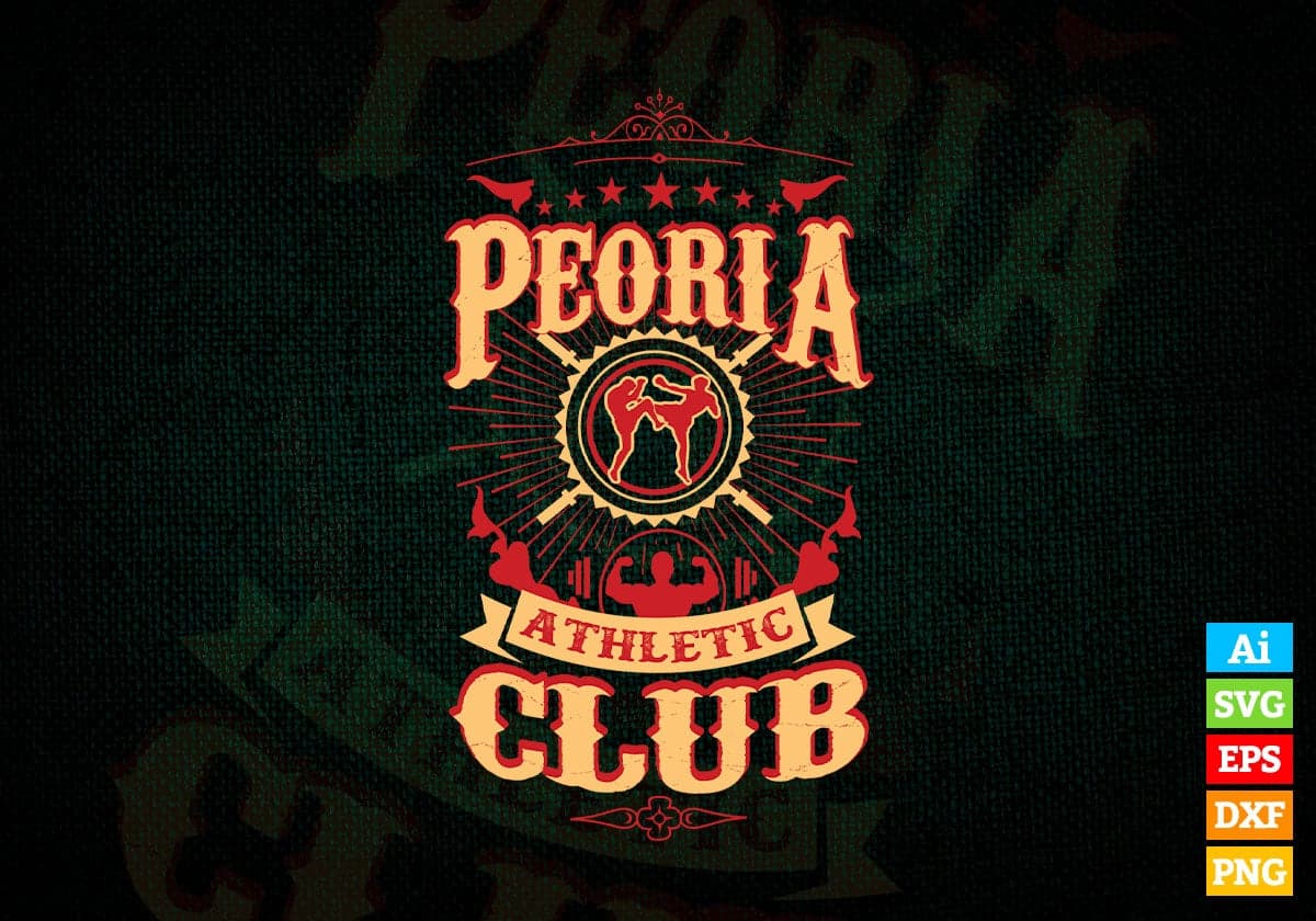 Peoria Athletic Club Boxing Vector T-shirt Design in Ai Svg Png Files