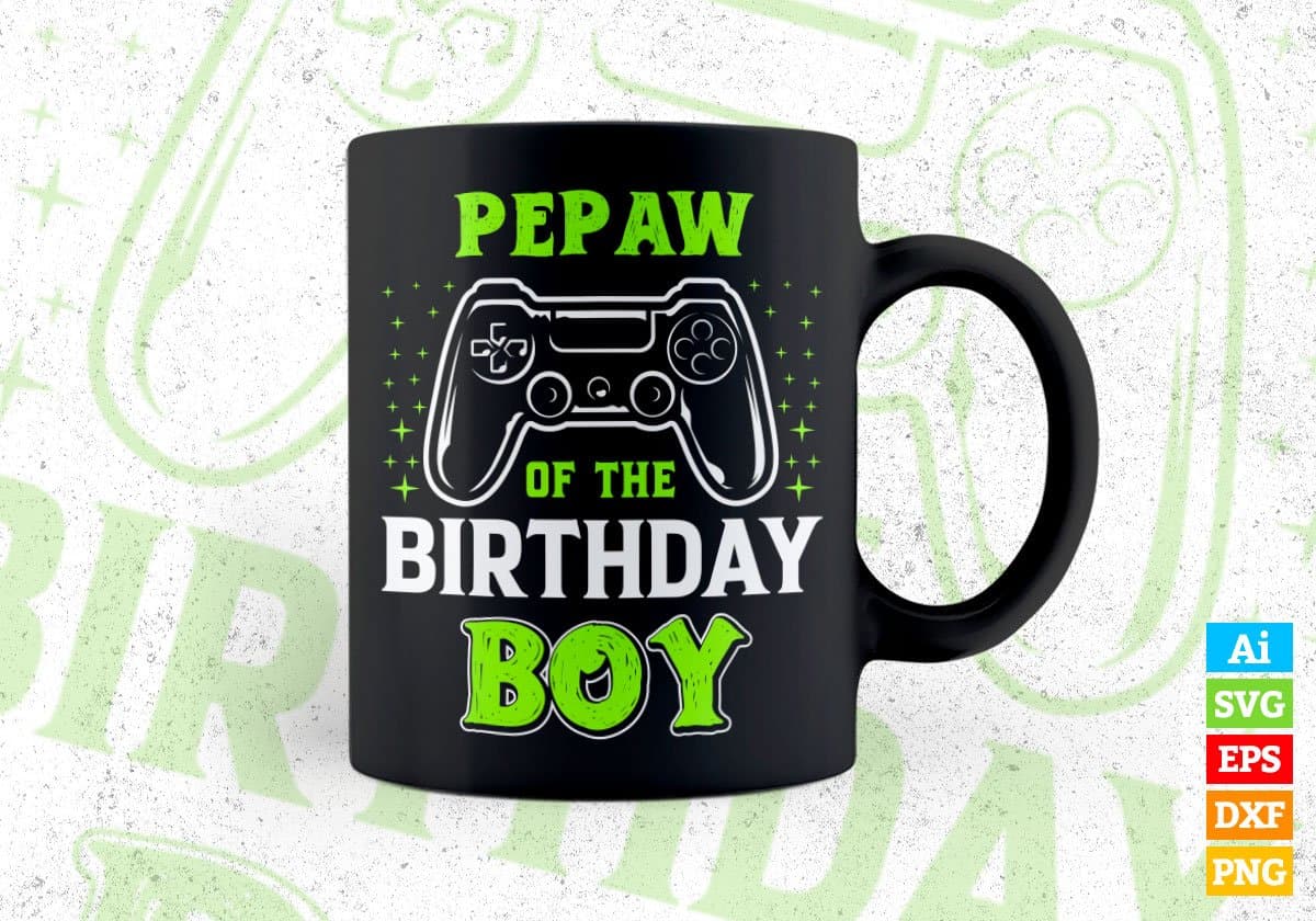 Pepaw Of The Birthday Boy With Video Gamer Editable Vector T-shirt Design in Ai Svg Files