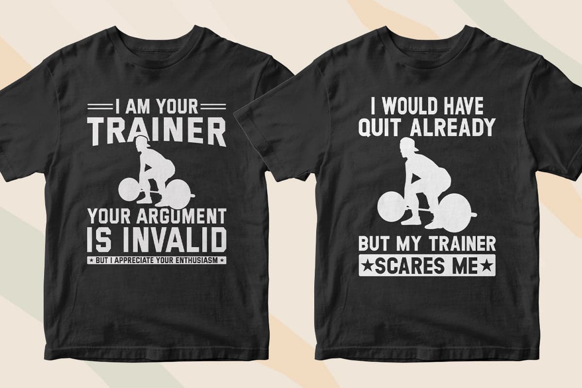 Personal Trainer 50 Editable T-shirt Designs Bundle Part 1
