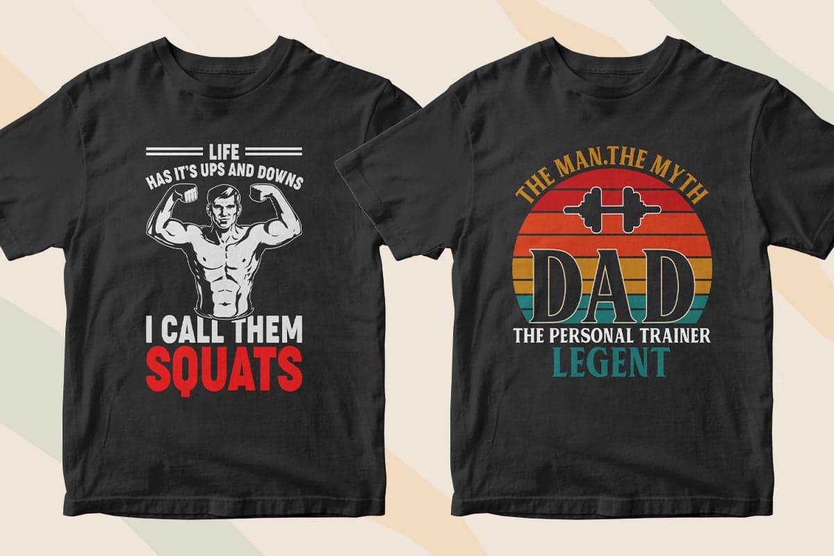Personal Trainer 50 Editable T-shirt Designs Bundle Part 1