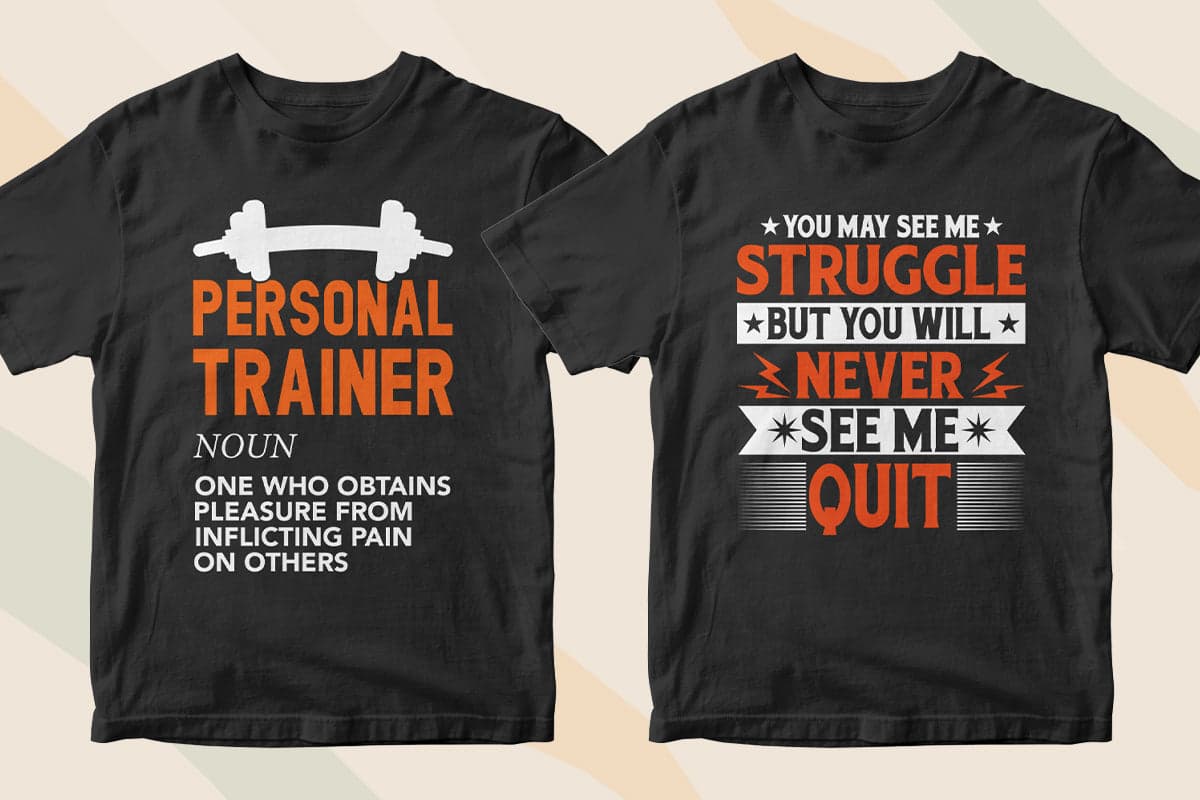 Personal Trainer 50 Editable T-shirt Designs Bundle Part 1