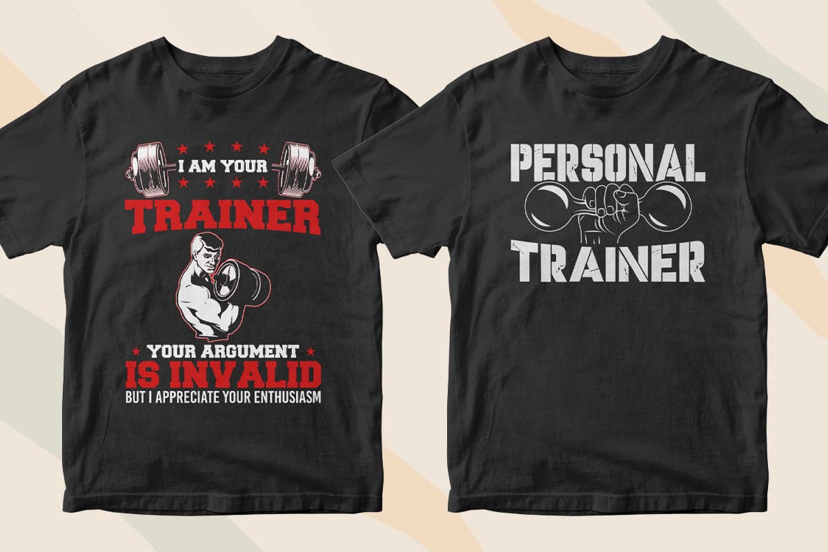 Personal Trainer 50 Editable T-shirt Designs Bundle Part 1