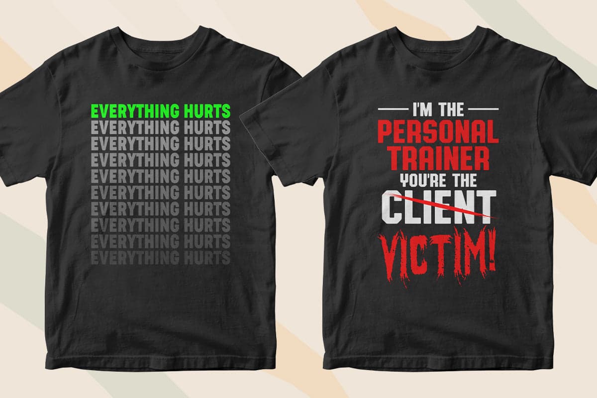 Personal Trainer 50 Editable T-shirt Designs Bundle Part 1