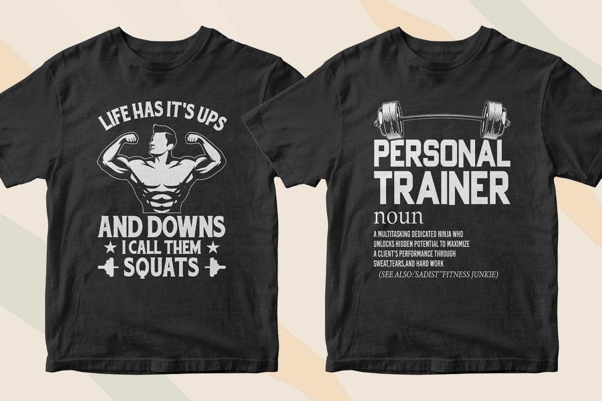 Personal Trainer 50 Editable T-shirt Designs Bundle Part 1