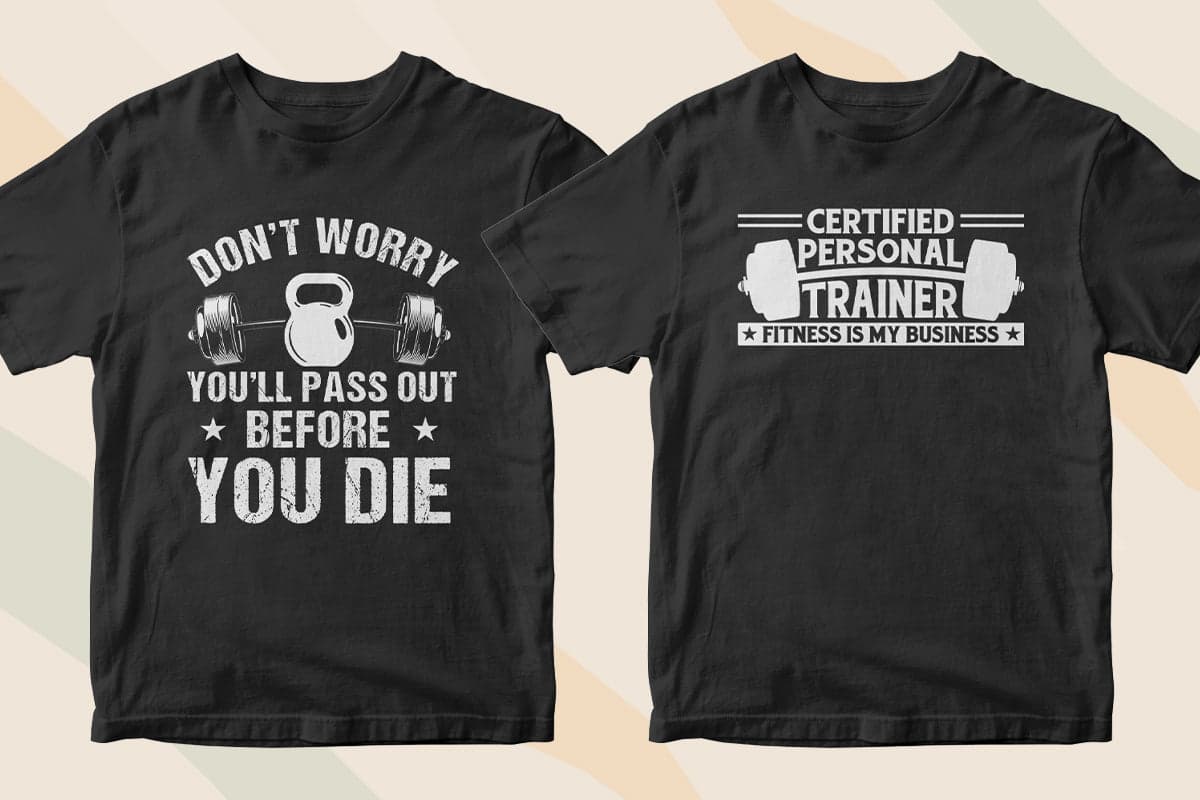 Personal Trainer 50 Editable T-shirt Designs Bundle Part 1