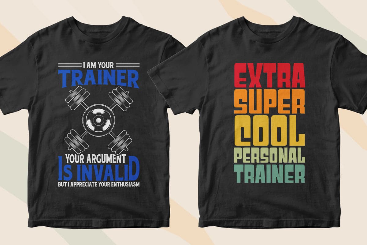 Personal Trainer 50 Editable T-shirt Designs Bundle Part 1