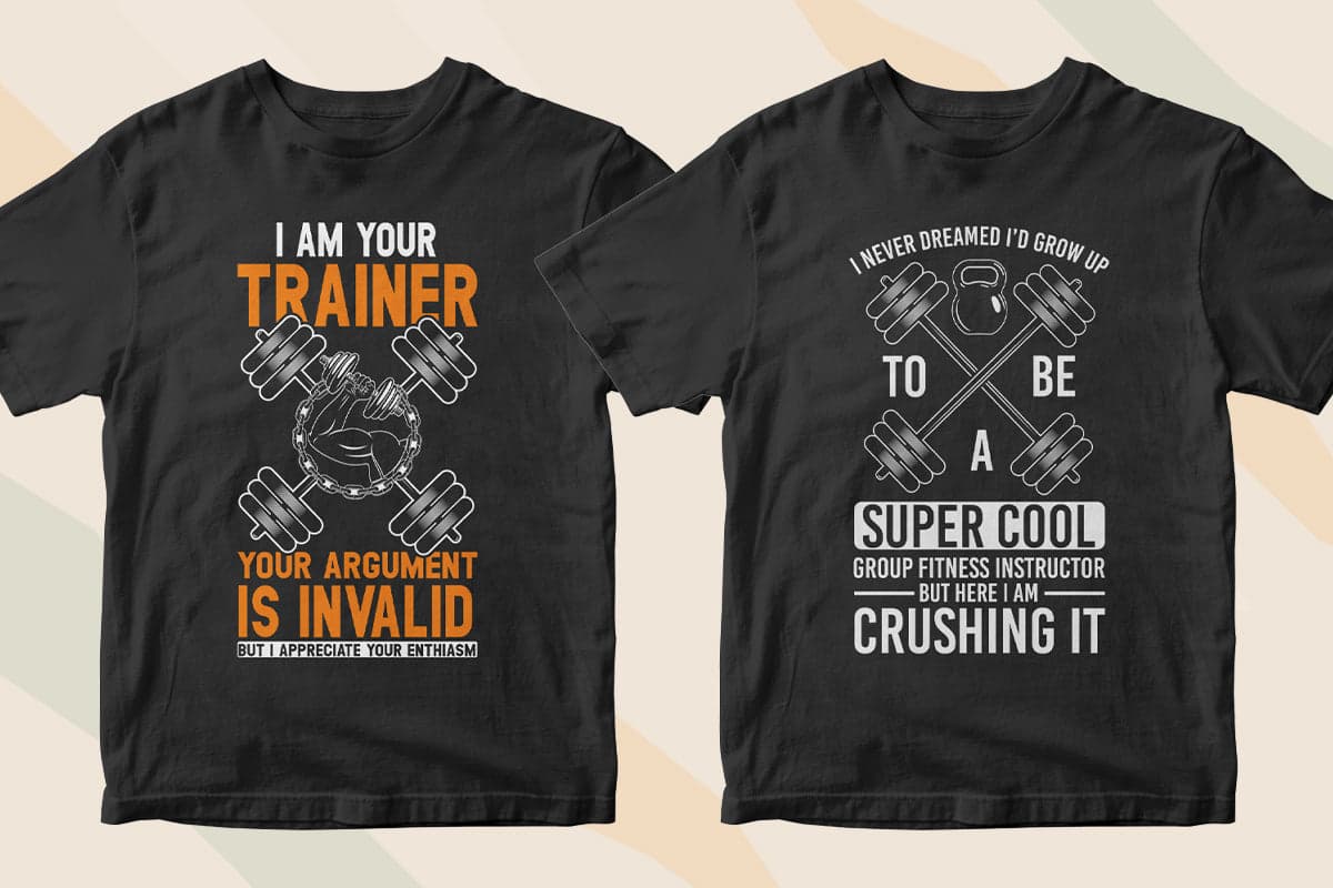 Personal Trainer 50 Editable T-shirt Designs Bundle Part 1