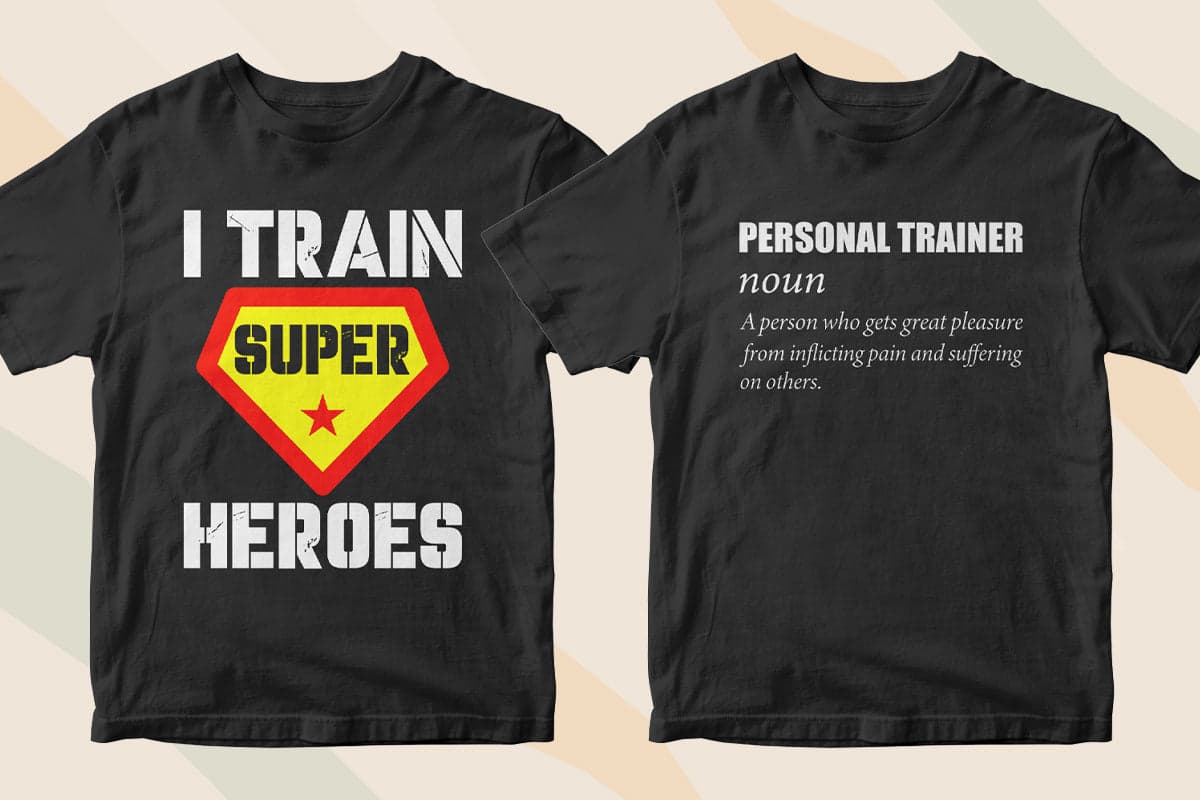Personal Trainer 50 Editable T-shirt Designs Bundle Part 1