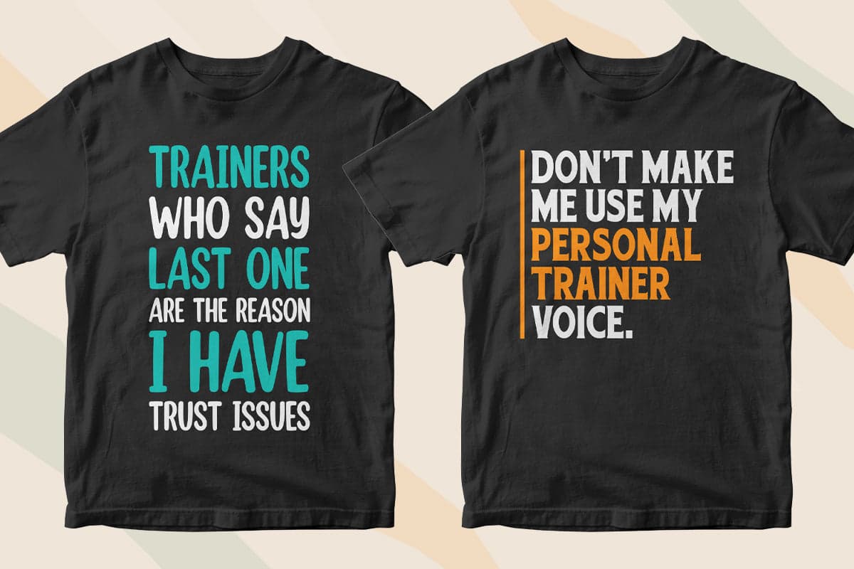 Personal Trainer 50 Editable T-shirt Designs Bundle Part 1