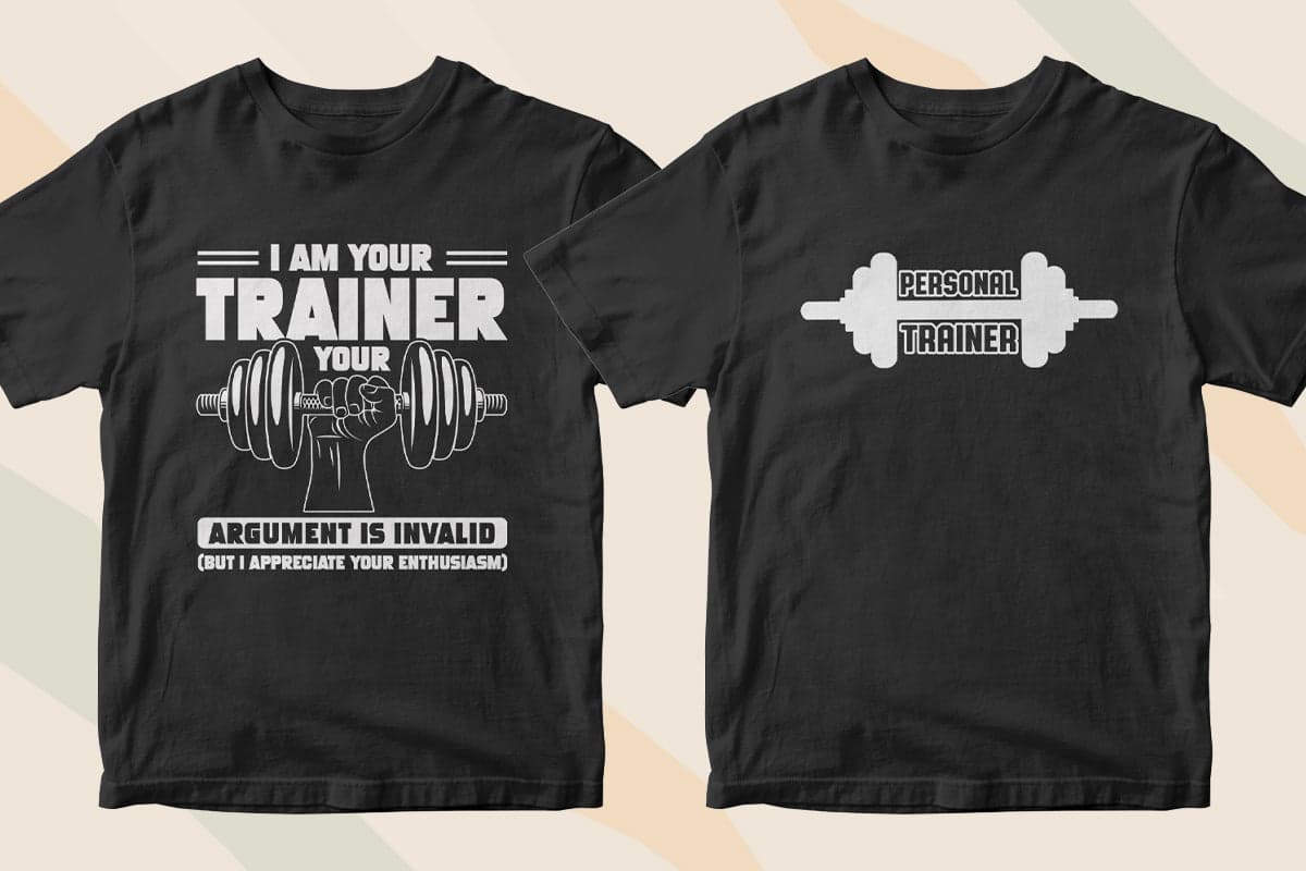 Personal Trainer 50 Editable T-shirt Designs Bundle Part 1