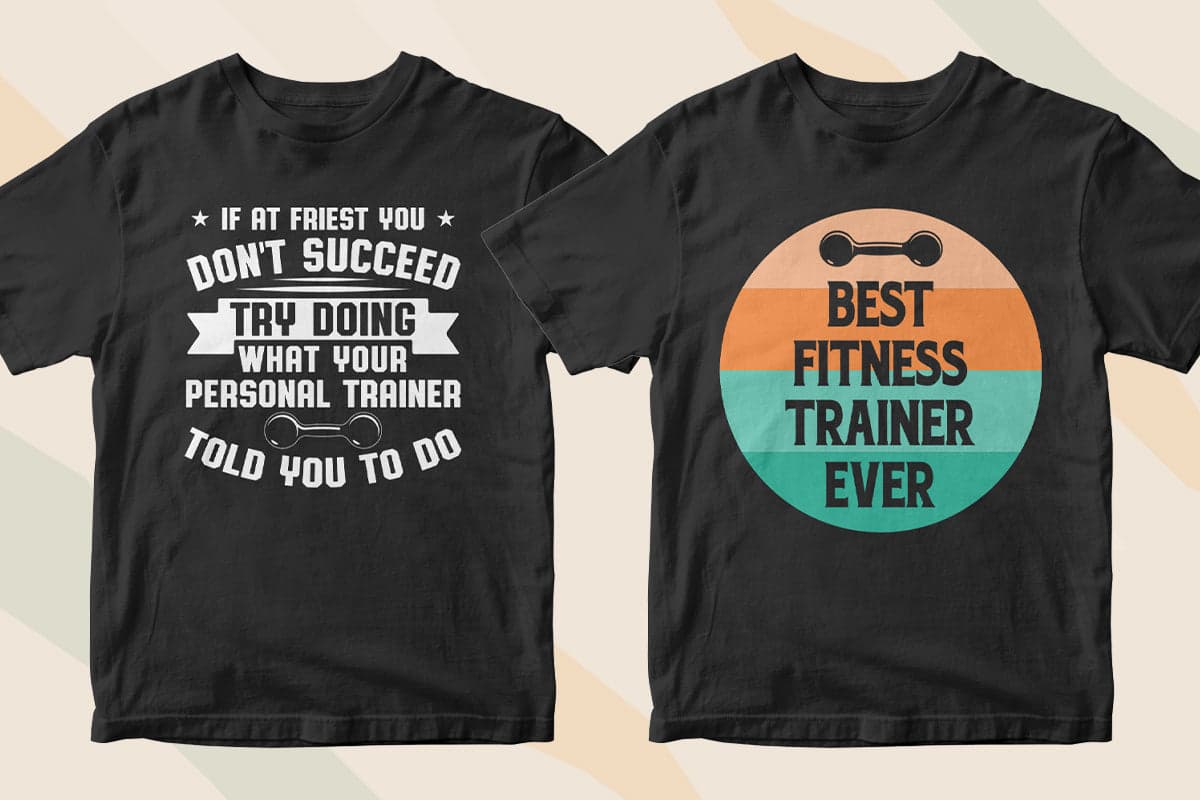 Personal Trainer 50 Editable T-shirt Designs Bundle Part 1