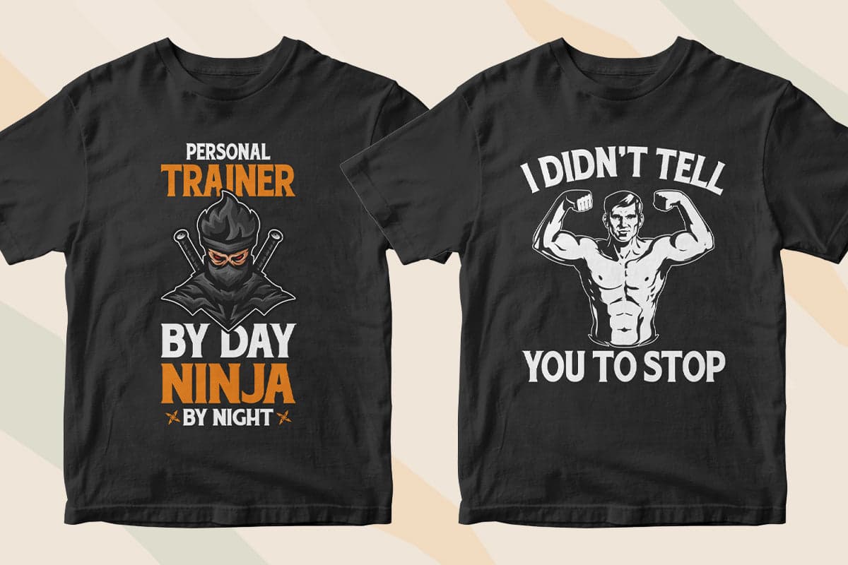 Personal Trainer 50 Editable T-shirt Designs Bundle Part 1