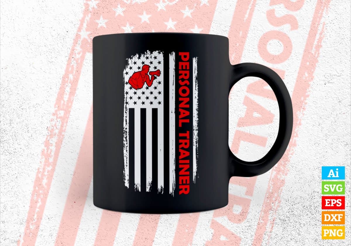 Personal Trainer USA Flag Proud Professions Gift Editable Vector T-shirt Design in Ai Svg Files