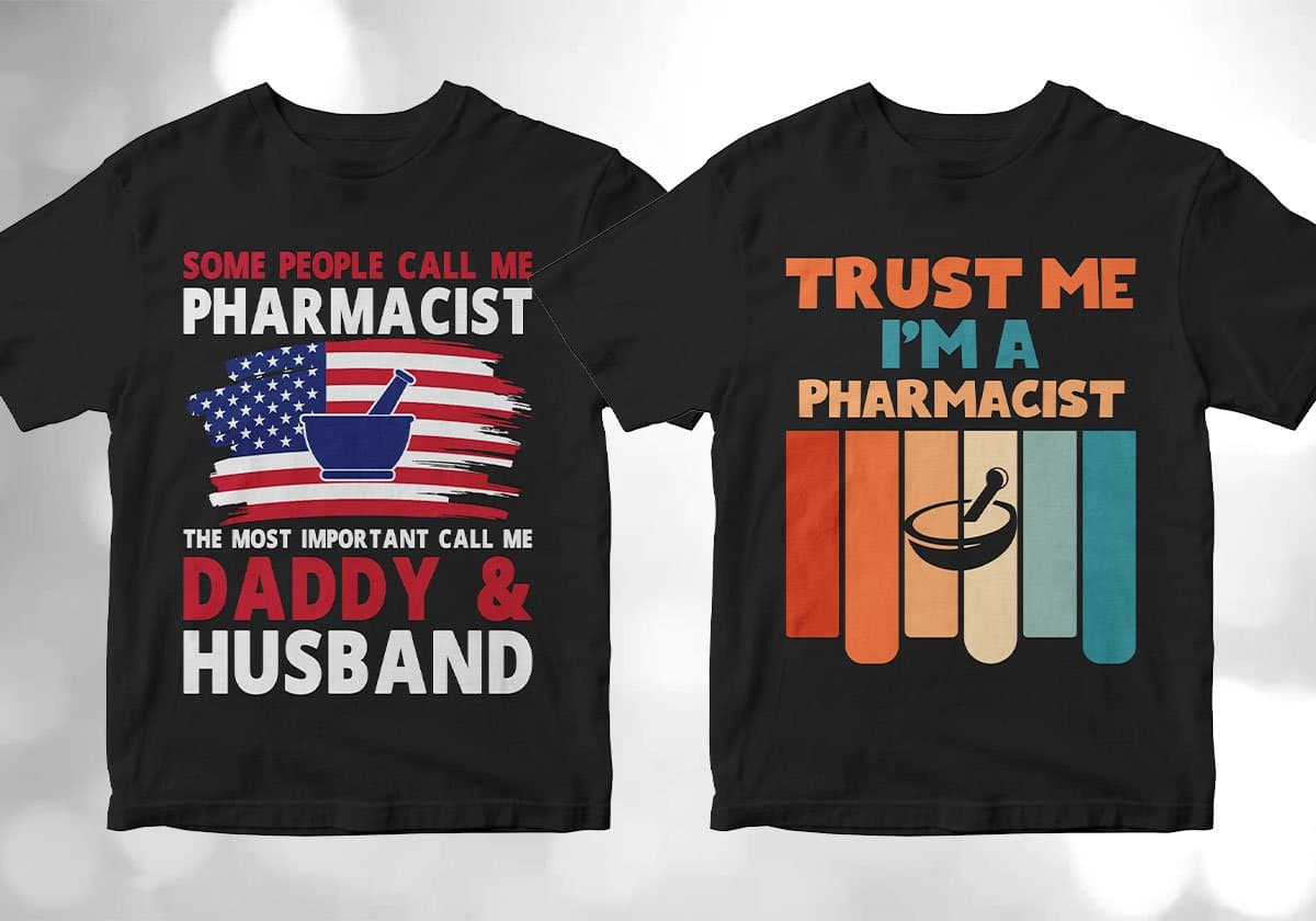 Pharmacist 25 Editable T-shirt Designs Bundle