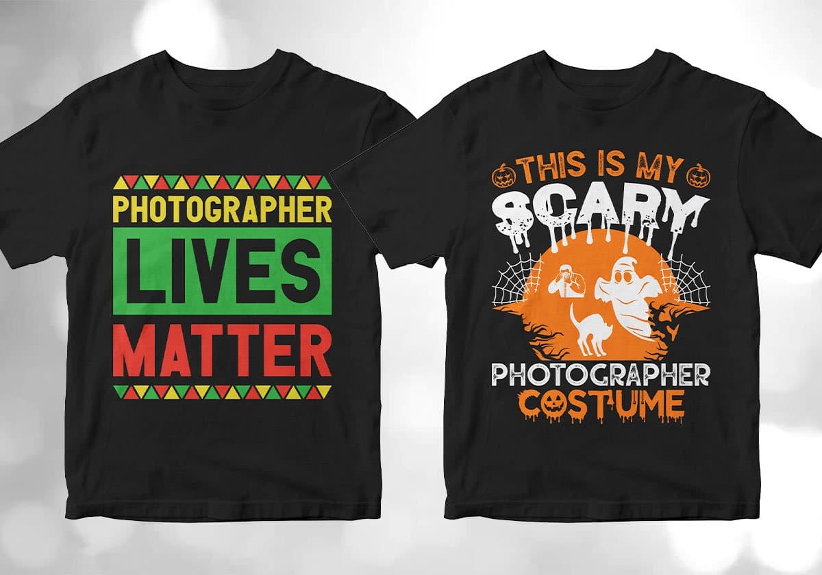 Photographer 25 Editable T-shirt Designs Bundle