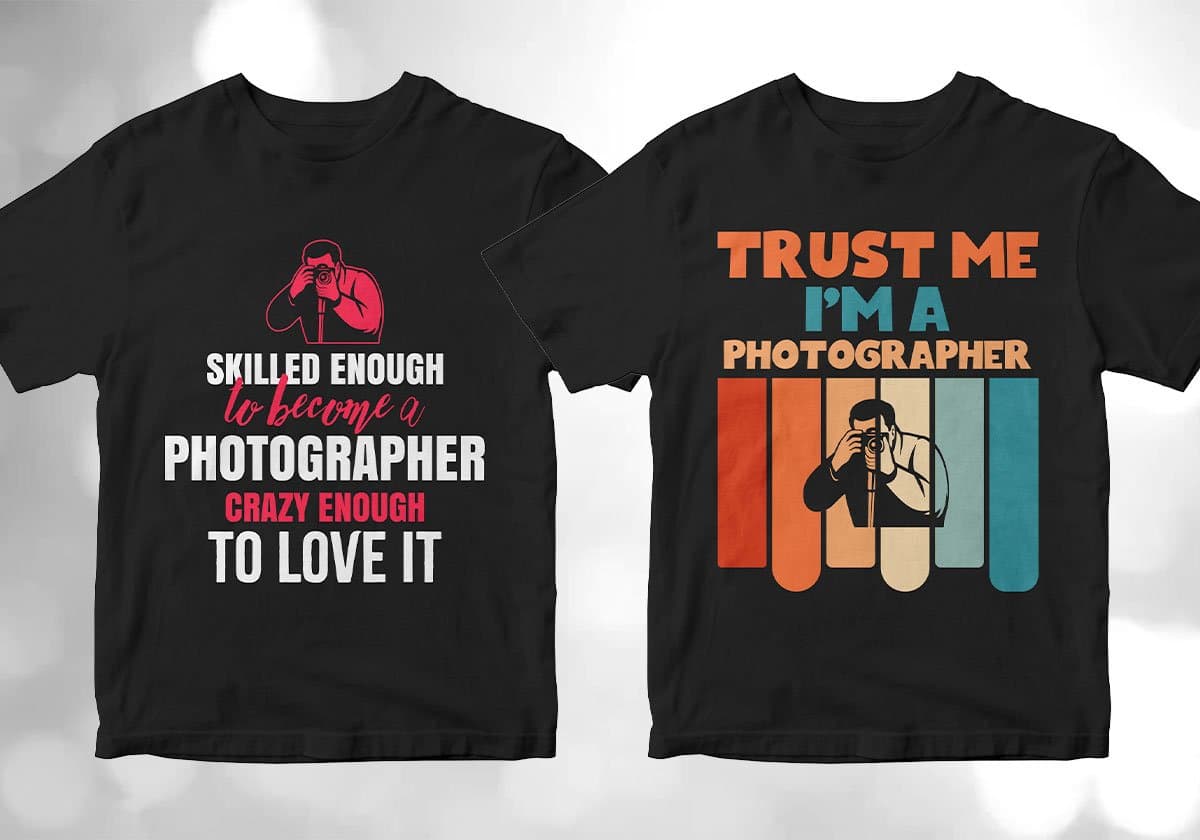 Photographer 25 Editable T-shirt Designs Bundle