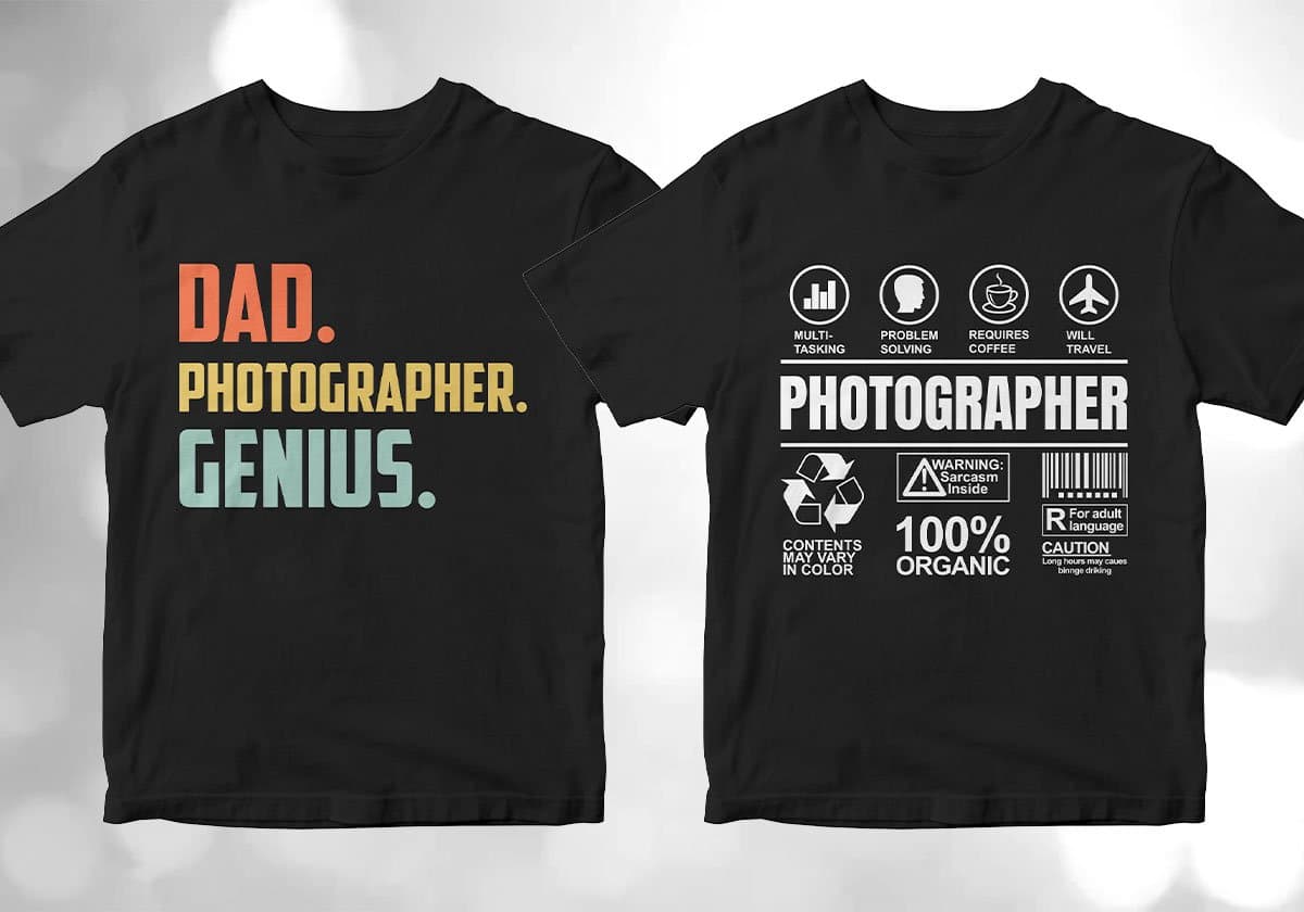 Photographer 25 Editable T-shirt Designs Bundle