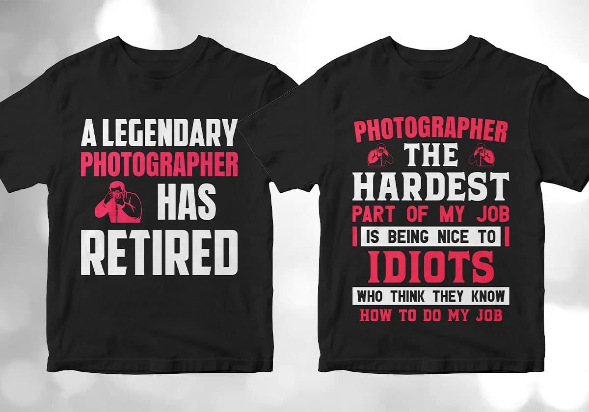 Photographer 25 Editable T-shirt Designs Bundle